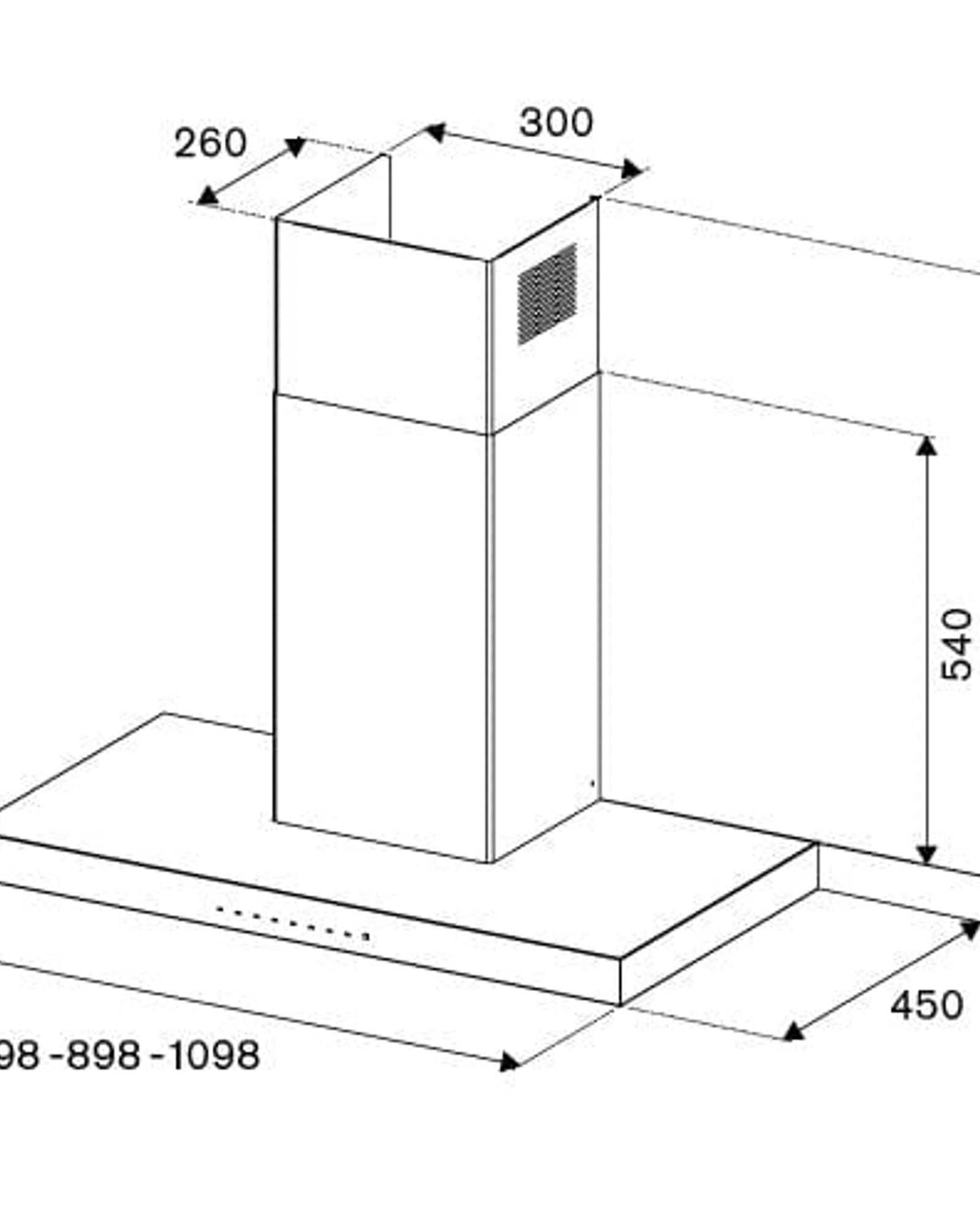 شفاط بيرتازوني 90 سم مثبت على الحائط