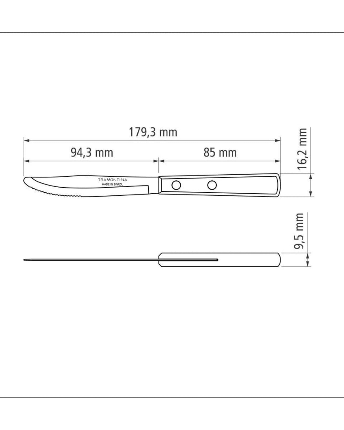 سكين حلوى ترامونتينا بشفرة من الفولاذ المقاوم للصدأ ومقبض من خشب البوليوود الأحمر المعالج، 3 بوصات