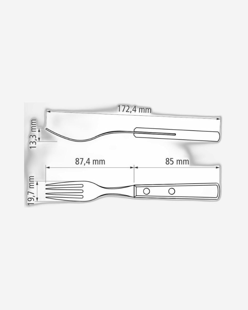 شوكة حلوى ترامونتينا ذات أسنان من الفولاذ المقاوم للصدأ ومقبض من الخشب المعالج بالبولي وود البني