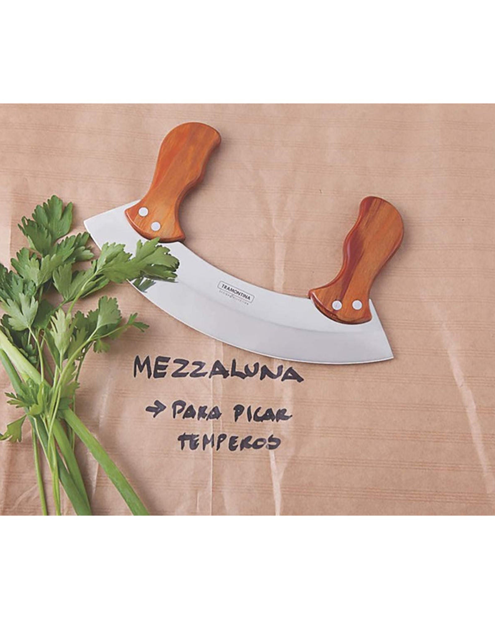 سكين تقطيع وتقطيع ميزالونا بوليوود من ترامونتينا برازيل مع شفرة من الفولاذ المقاوم للصدأ ومقبض أحمر معالج وآمن للاستخدام في غسالة الأطباق