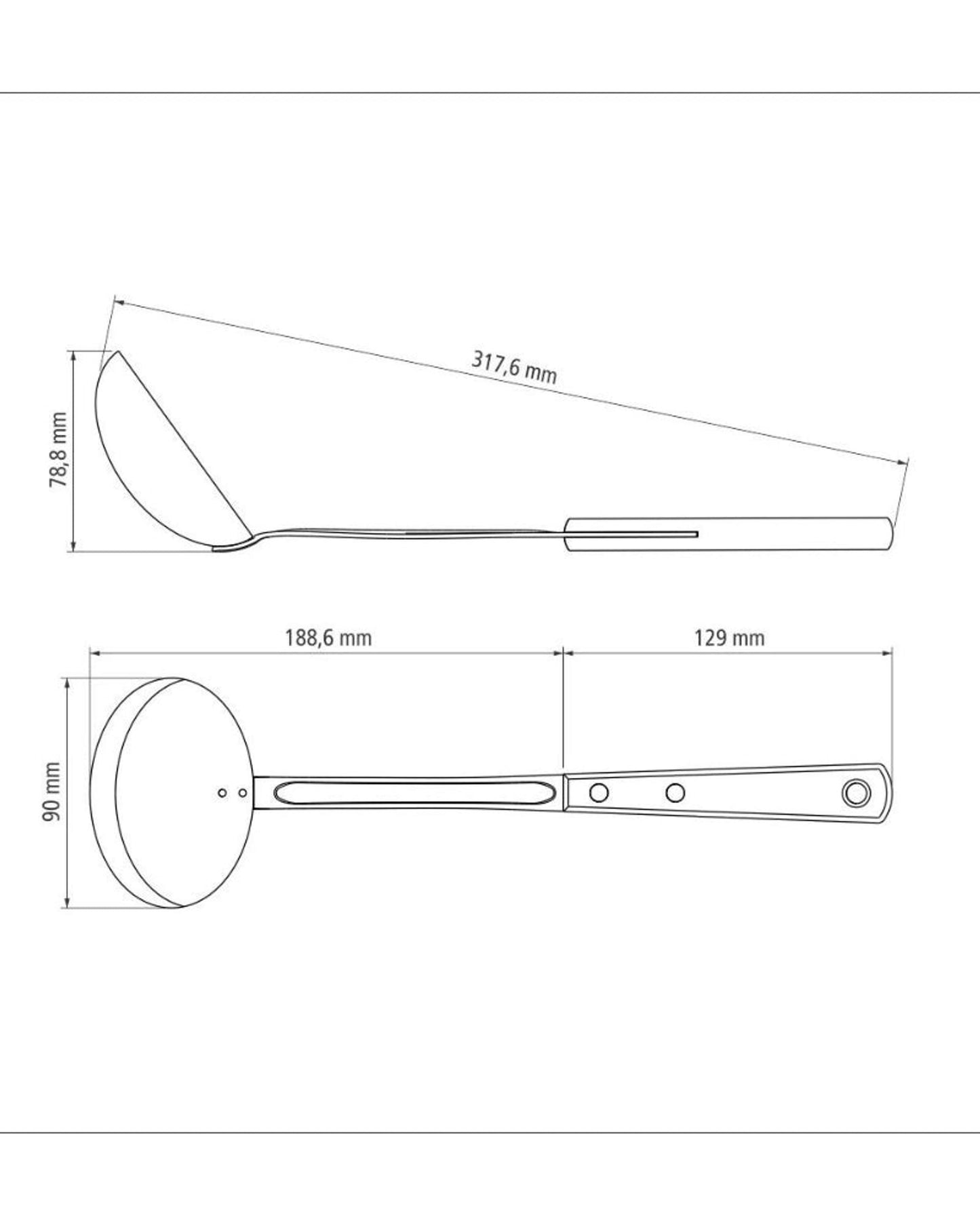 مغرفة ترامونتينا بشفرة من الفولاذ المقاوم للصدأ ومقبض من الخشب المعالج بالبولي وود الأحمر