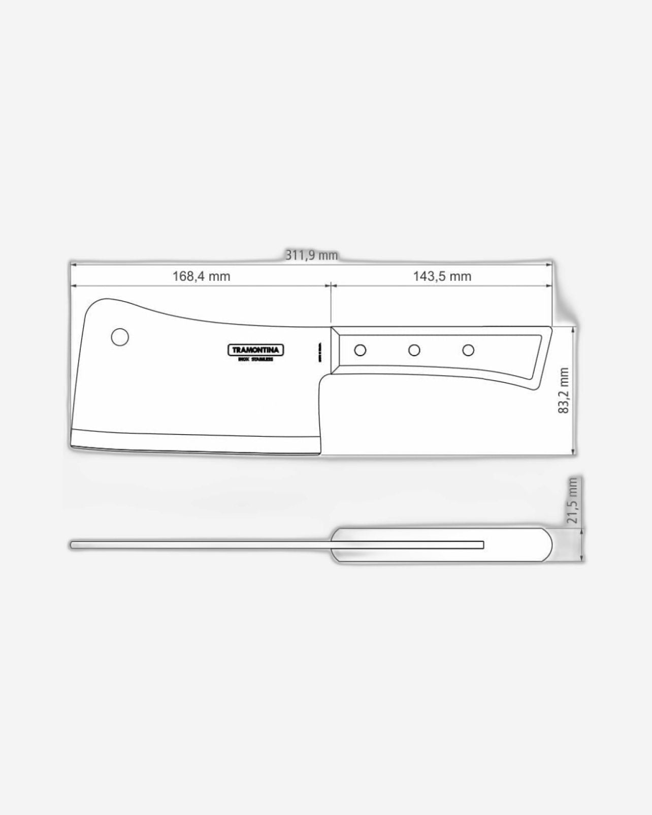 ساطور ترامونتينا برازيل تراديسيونال بطول 6 بوصات مع شفرة من الفولاذ المقاوم للصدأ ومقبض من الخشب الطبيعي