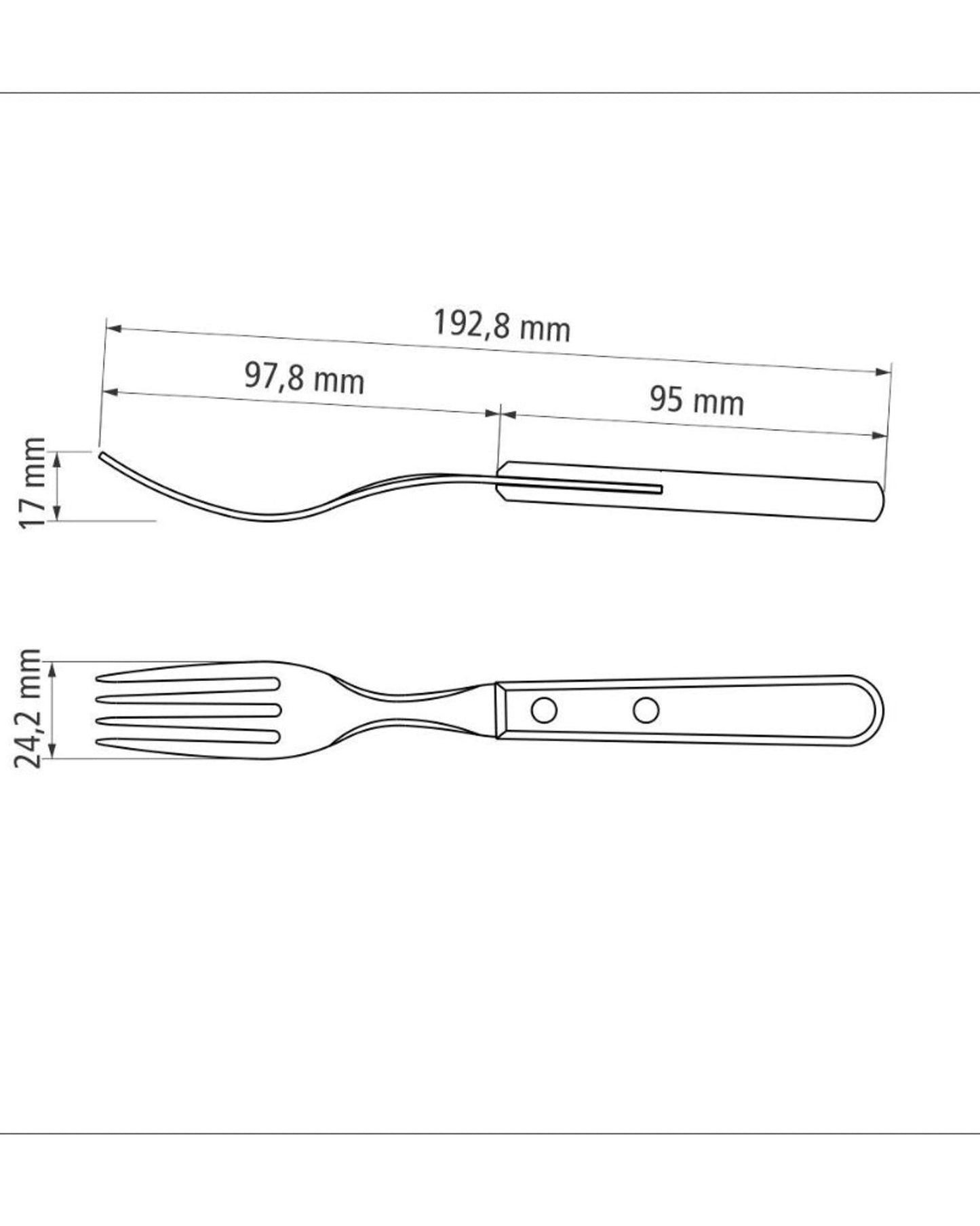 طقم شوك مائدة ترامونتينا ديناميك مكون من 6 قطع، بشوك من الفولاذ المقاوم للصدأ ومقابض من الخشب الطبيعي.