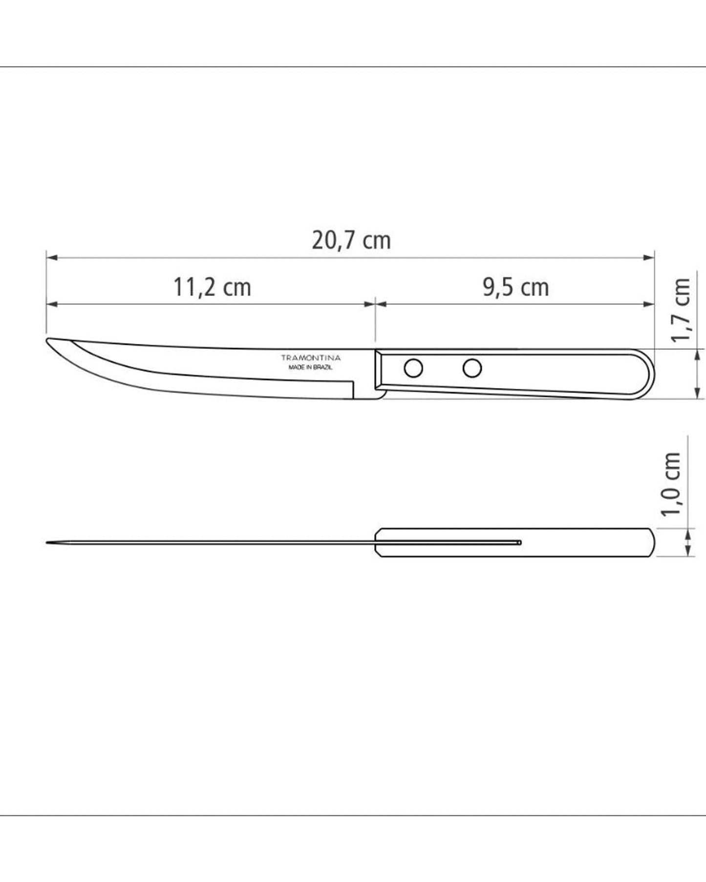 طقم سكاكين شرائح اللحم ترامونتينا ديناميك مكون من قطعتين بشفرات من الفولاذ المقاوم للصدأ ومقابض من الخشب الطبيعي