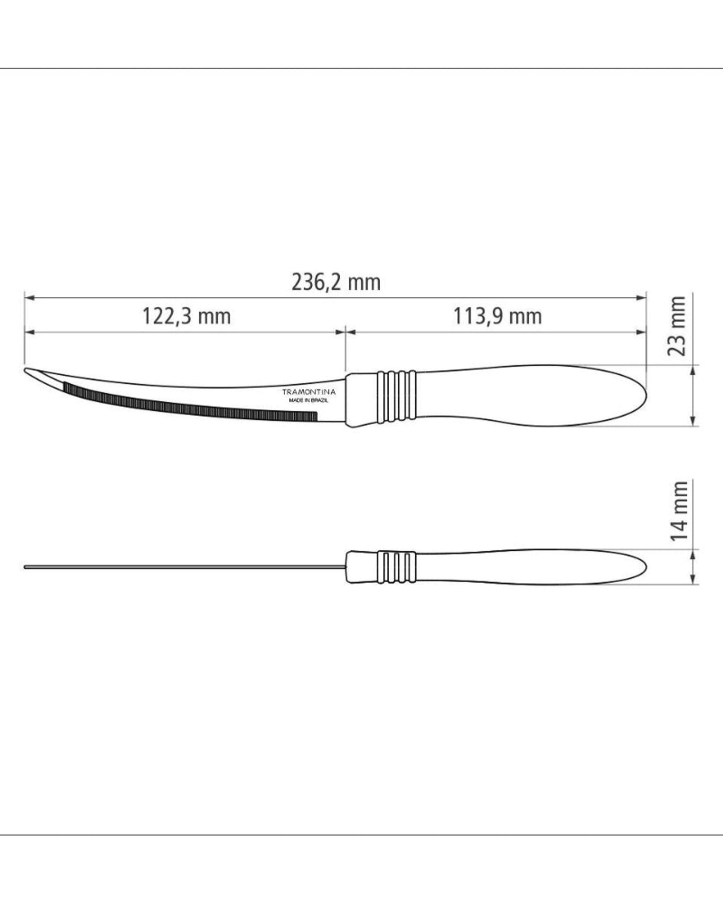 سكين طماطم ترامونتينا كور آند كور 5 بوصة بشفرة من الفولاذ المقاوم للصدأ ومقبض من البولي بروبيلين الأزرق