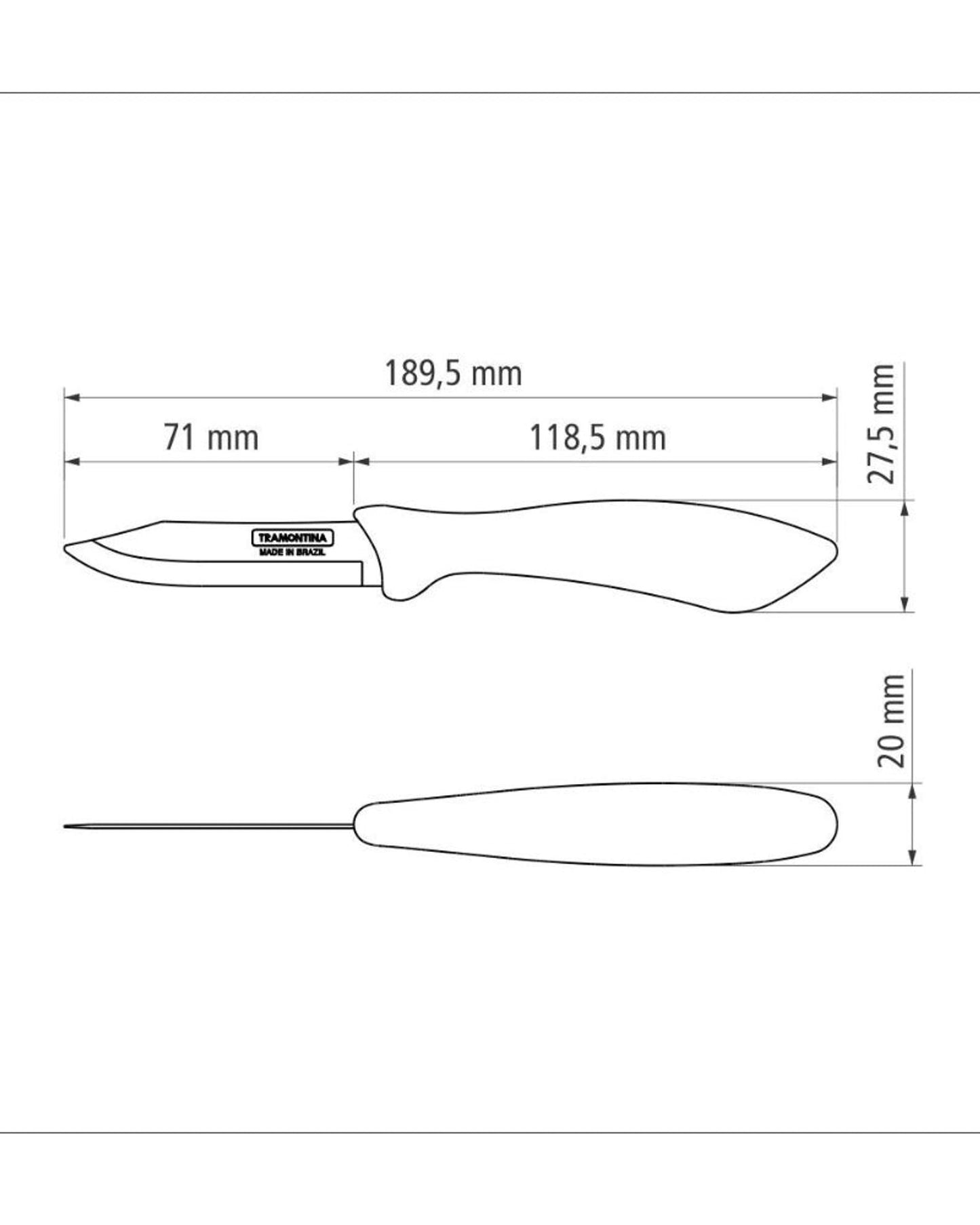 سكين ترامونتينا أفيلاتا للخضراوات والفواكه مقاس 3 بوصات بشفرة من الفولاذ المقاوم للصدأ ومقبض من البولي بروبيلين الأسود