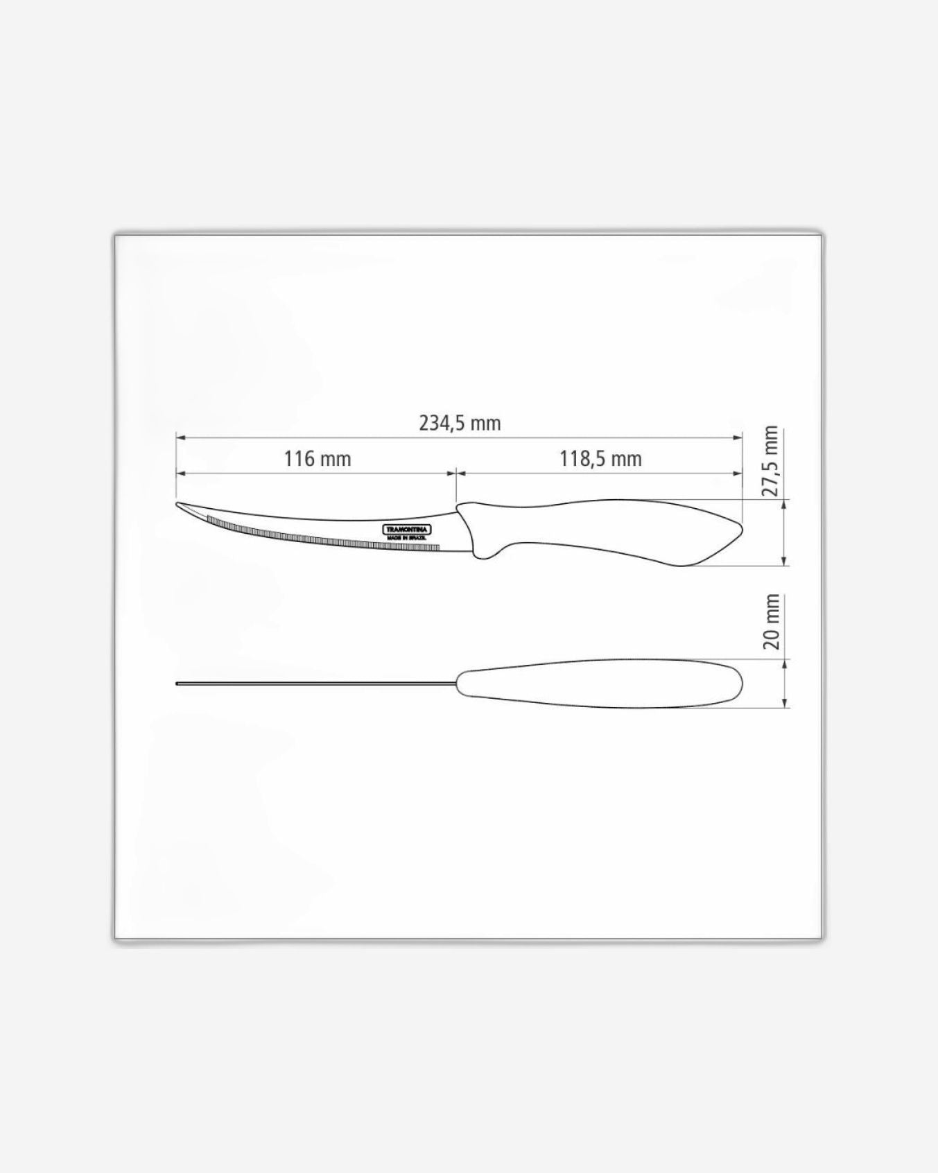سكين طماطم ترامونتينا أفيلاتا 5 بوصة بشفرة من الفولاذ المقاوم للصدأ ومقبض من البولي بروبيلين الأسود