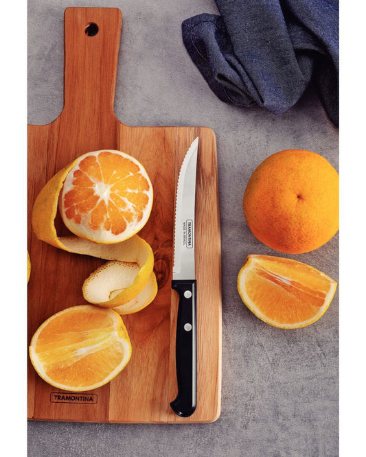 سكين شرائح اللحم ترامونتينا ألتراكورت 5 بوصة بشفرة من الفولاذ المقاوم للصدأ ومقبض من البولي بروبيلين الأسود