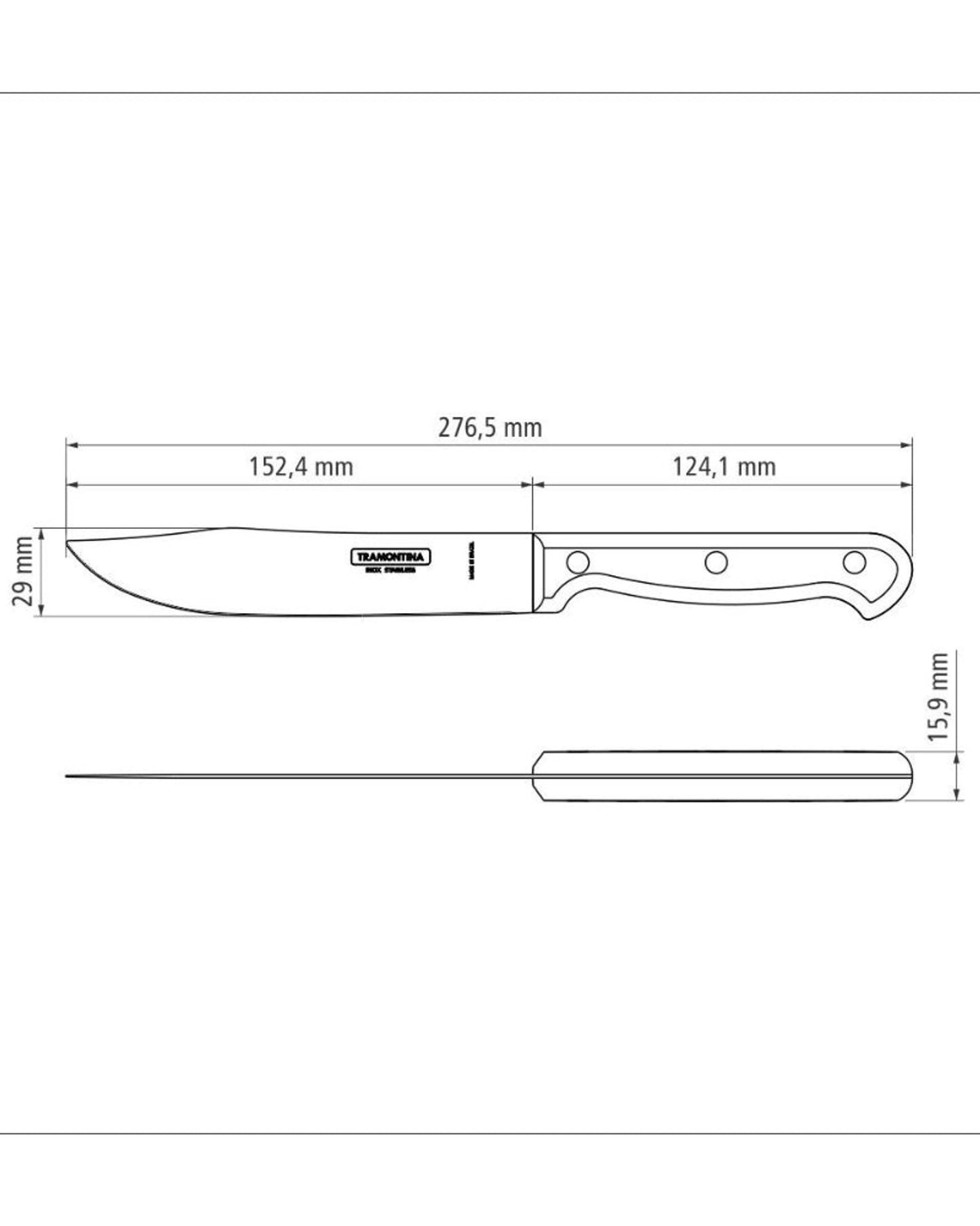 سكين مطبخ ترامونتينا ألتراكورت 6 بوصة بشفرة من الفولاذ المقاوم للصدأ ومقبض من البولي بروبيلين الأسود