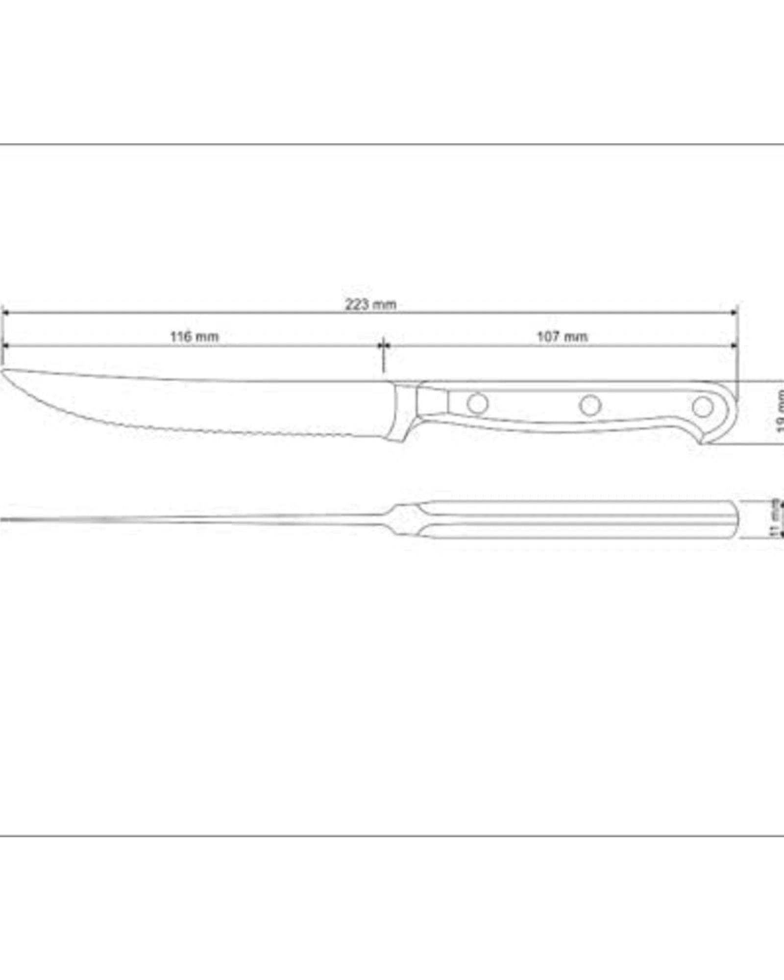 سكين ترامونتينا برازيل سينشري 5 بوصات لشرائح اللحم والفواكه بشفرة من الفولاذ المقاوم للصدأ ومقبض من البولي كربونات الأسود