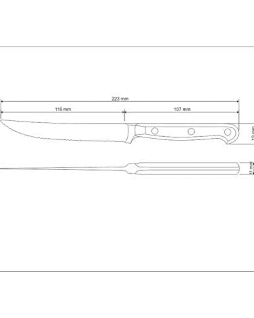 سكين ترامونتينا برازيل سينشري 5 بوصات لشرائح اللحم والفواكه بشفرة من الفولاذ المقاوم للصدأ ومقبض من البولي كربونات الأسود