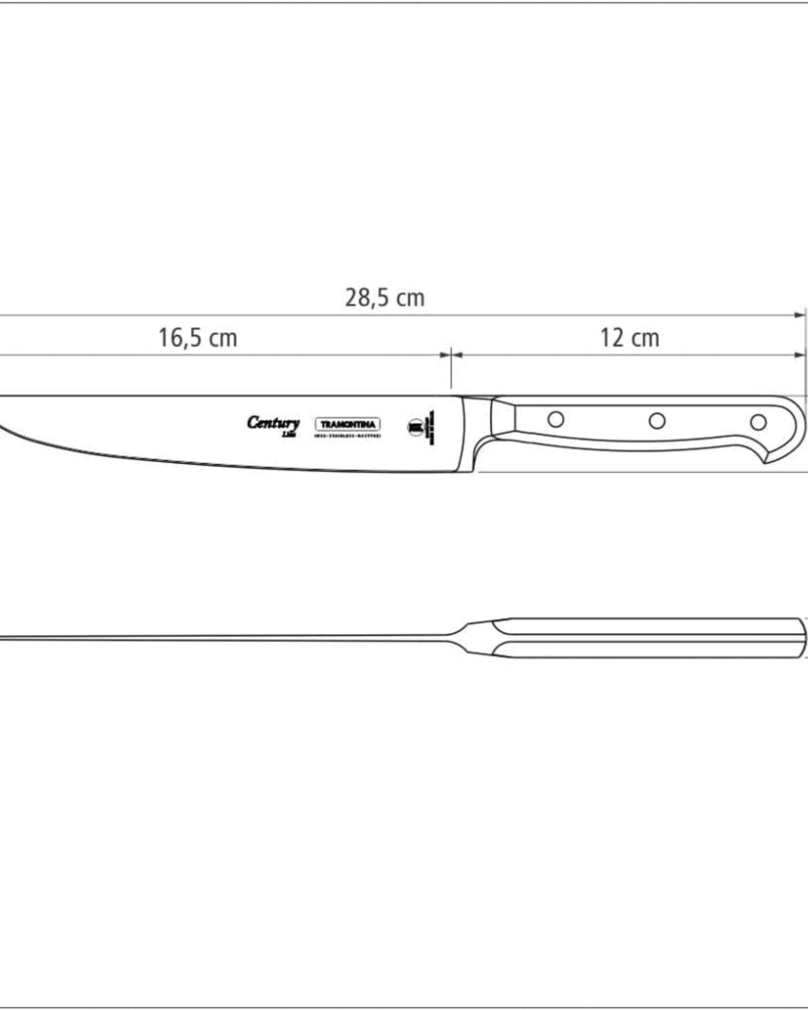 سكين مطبخ ترامونتينا برازيل سينشري مقاس 7 بوصات بشفرة من الفولاذ المقاوم للصدأ ومقبض من البولي كربونات الأسود