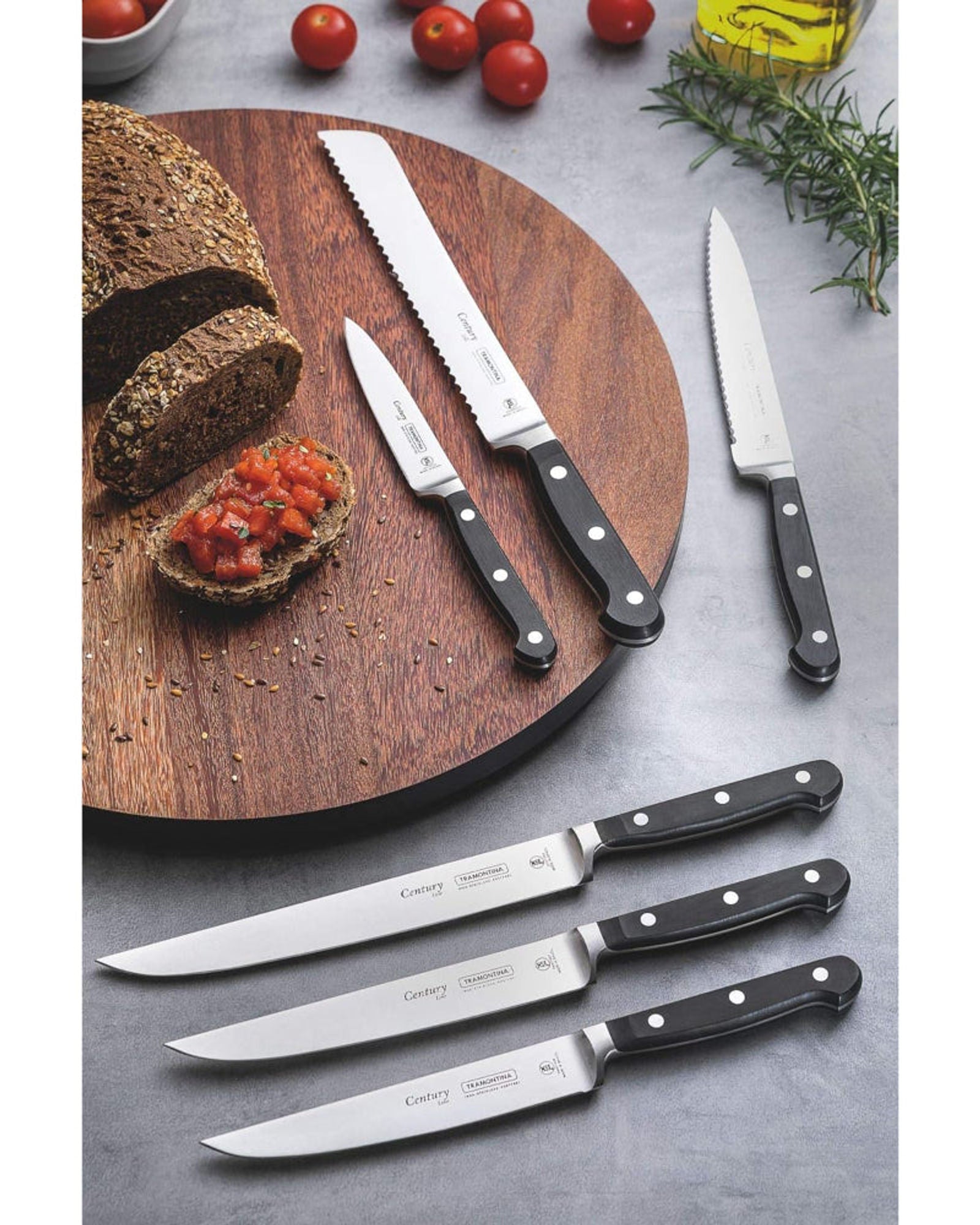 سكين نحت ترامونتينا برازيل سينشري، مقاس 6 بوصات، بشفرة من الفولاذ المقاوم للصدأ ومقبض من البولي كربونات الأسود