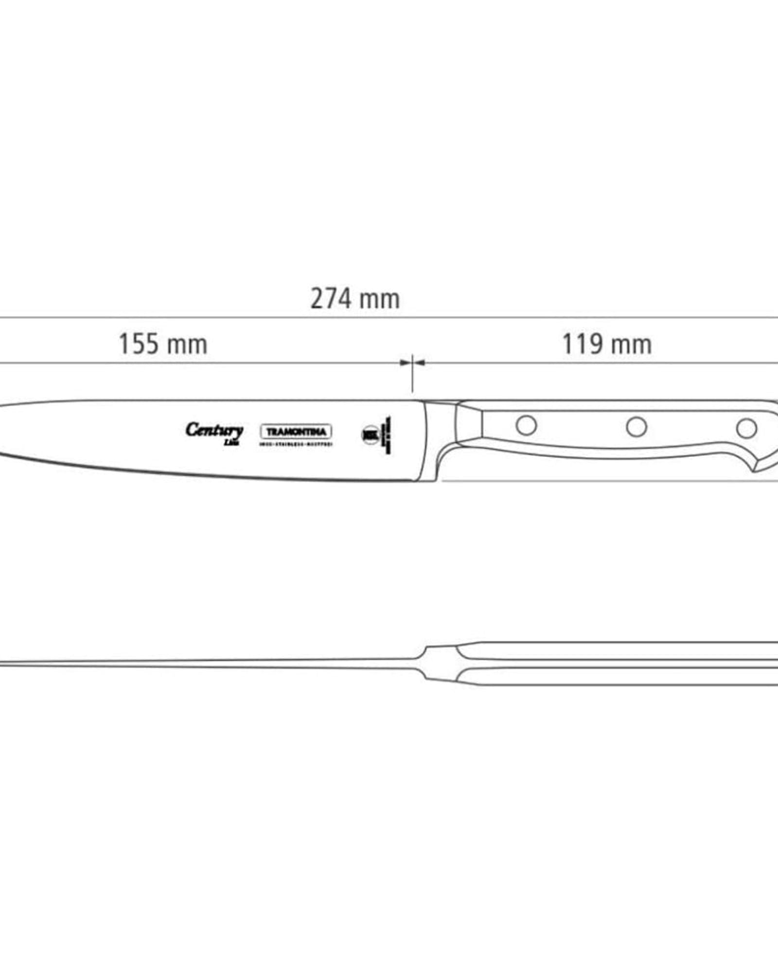 سكين ترامونتينا برازيل سينشري متعدد الاستخدامات، مقاس 6 بوصات، بشفرة من الفولاذ المقاوم للصدأ ومقبض من البولي كربونات الأسود