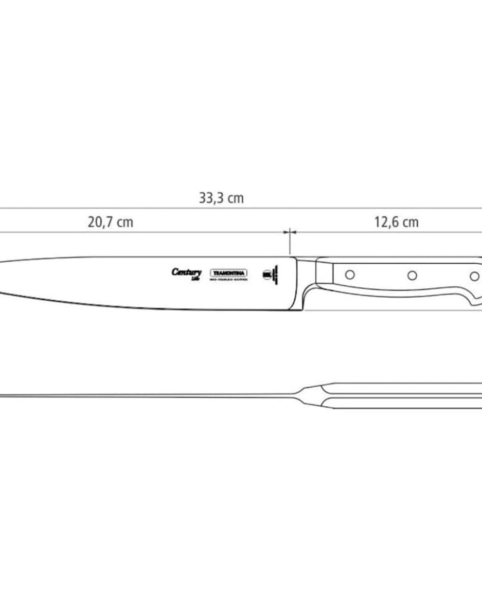 سكين ترامونتينا برازيل سينشري متعدد الاستخدامات، مقاس 8 بوصات، بشفرة من الفولاذ المقاوم للصدأ ومقبض من البولي كربونات الأسود