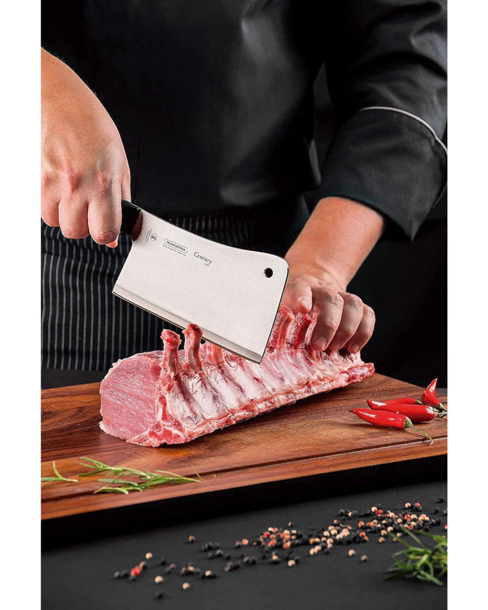 سكين ترامونتينا برازيل سينشري مقاس 6 بوصات بشفرة من الفولاذ المقاوم للصدأ ومقبض من البولي كربونات الأسود