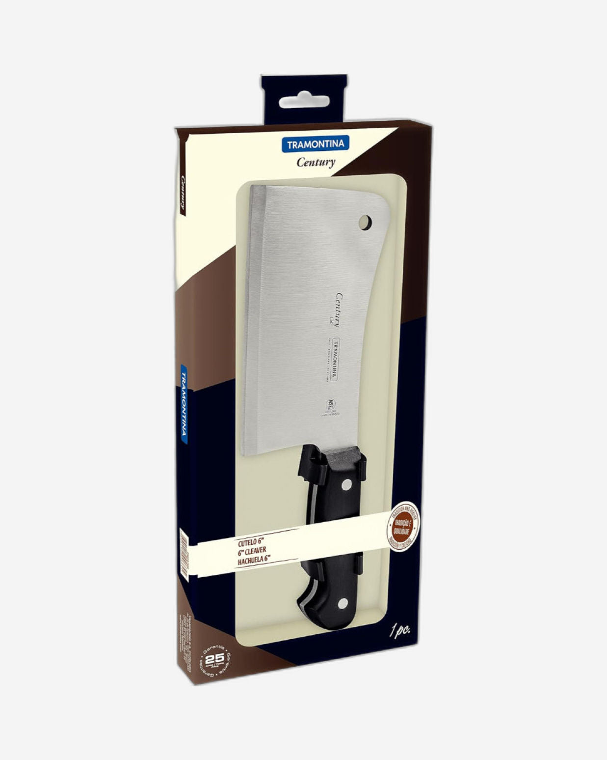 سكين ترامونتينا برازيل سينشري مقاس 6 بوصات بشفرة من الفولاذ المقاوم للصدأ ومقبض من البولي كربونات الأسود