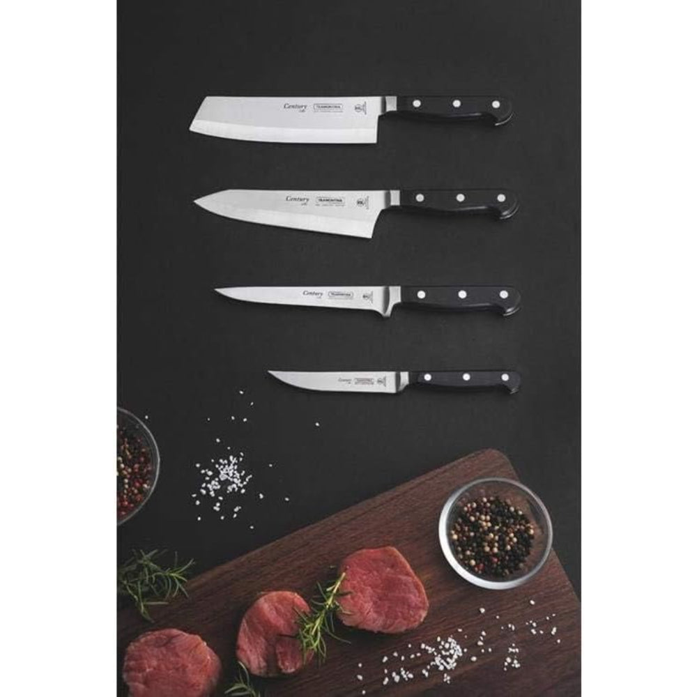 سكين شرائح اللحم ترامونتينا برازيل سينشري، مقاس 5 بوصات، بشفرة من الفولاذ المقاوم للصدأ ومقبض من البولي كربونات الأسود