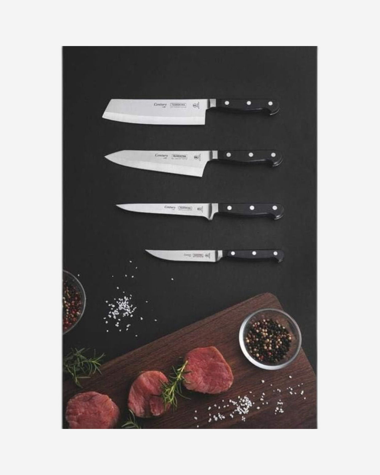 سكين شرائح اللحم ترامونتينا برازيل سينشري، مقاس 5 بوصات، بشفرة من الفولاذ المقاوم للصدأ ومقبض من البولي كربونات الأسود