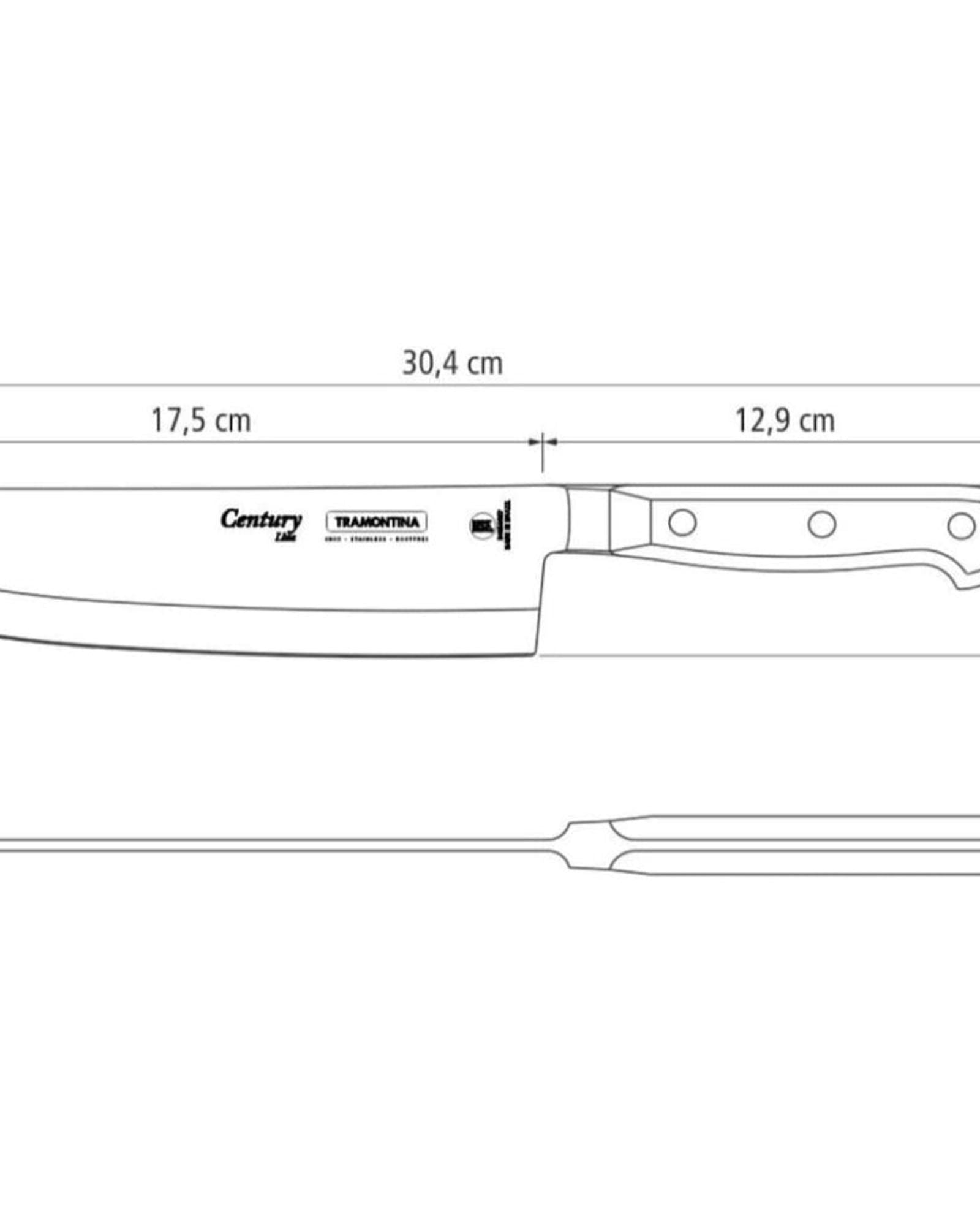 سكين طبخ ترامونتينا برازيل سينشري مقاس 7 بوصات بشفرة من الفولاذ المقاوم للصدأ ومقبض من البولي كربونات الأسود