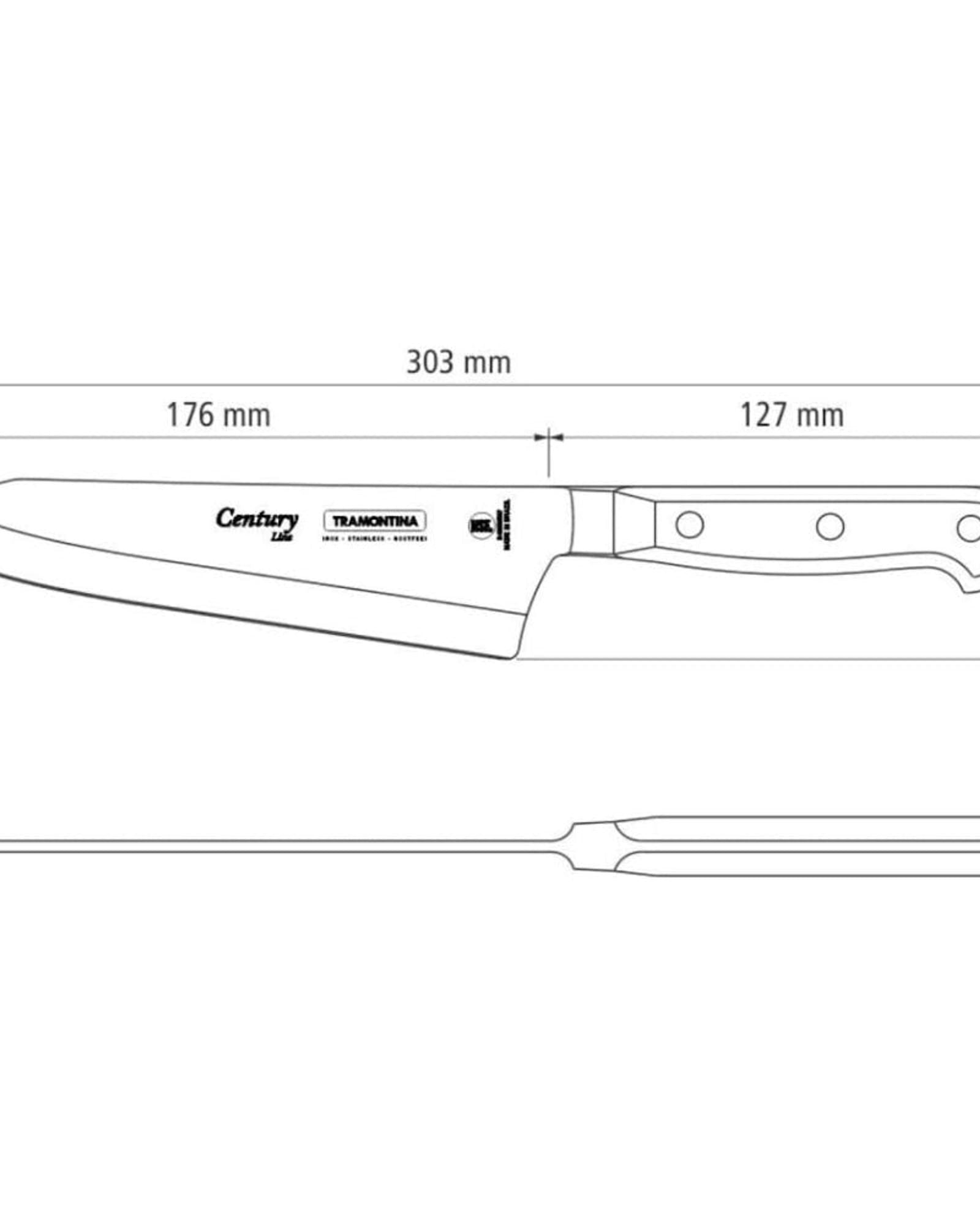 سكين طبخ ترامونتينا برازيل سينشري مقاس 7 بوصات بشفرة من الفولاذ المقاوم للصدأ ومقبض من البولي كربونات الأسود