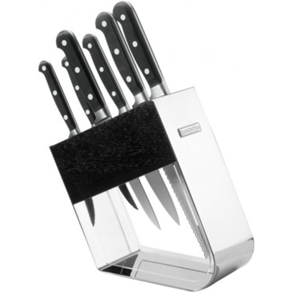 Tramontina Brazil Century 7 Pieces Knife and Block Set with Stainless Steel Blade and Black Polycarbonate Handle