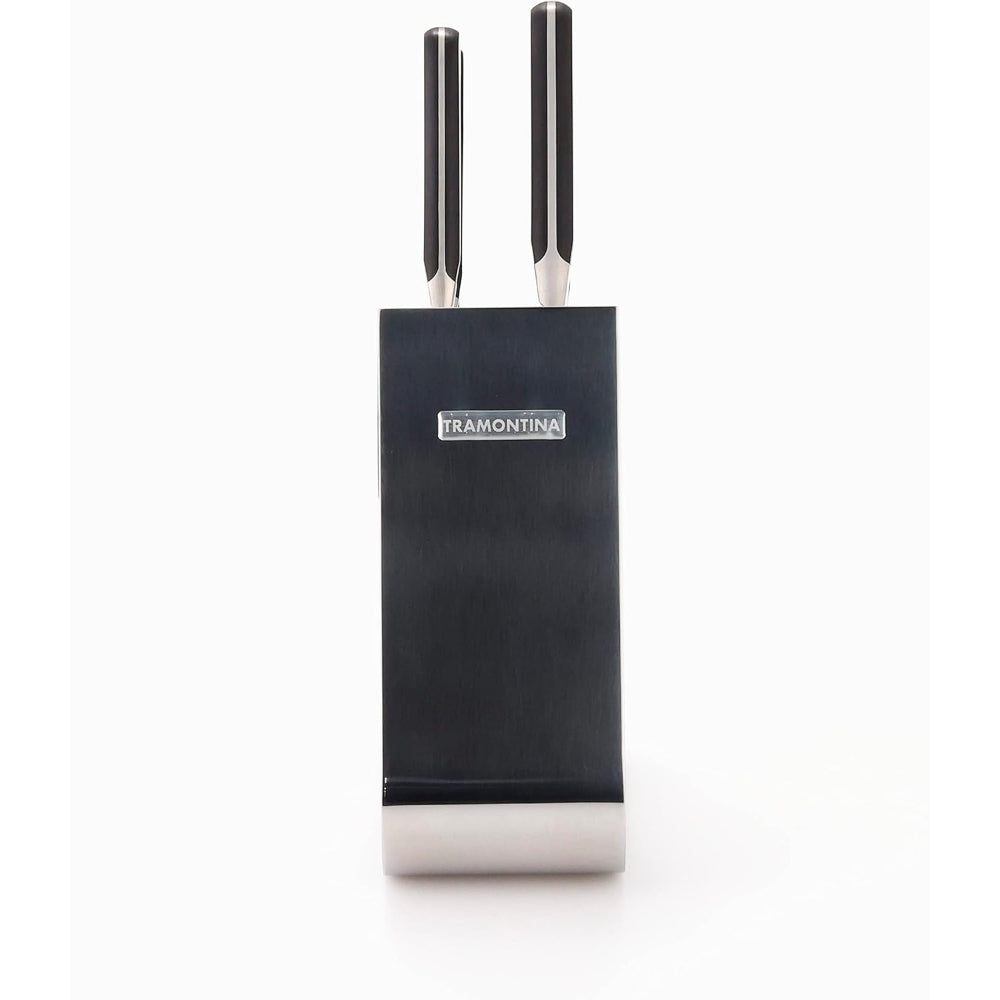 طقم سكاكين وكتلة ترامونتينا برازيل سينشري، 7 قطع، بشفرة من الفولاذ المقاوم للصدأ ومقبض من البولي كربونات الأسود