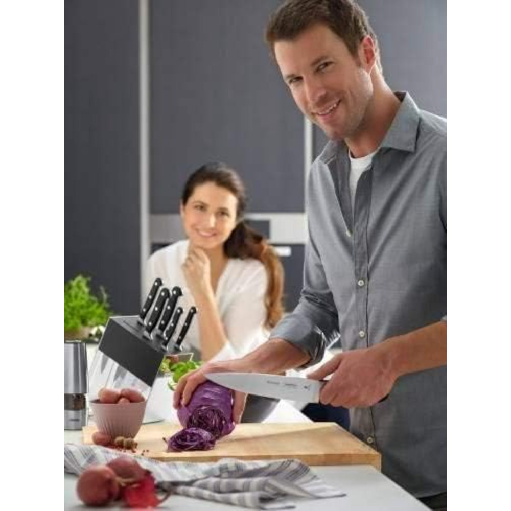 طقم سكاكين وكتلة ترامونتينا برازيل سينشري، 7 قطع، بشفرة من الفولاذ المقاوم للصدأ ومقبض من البولي كربونات الأسود