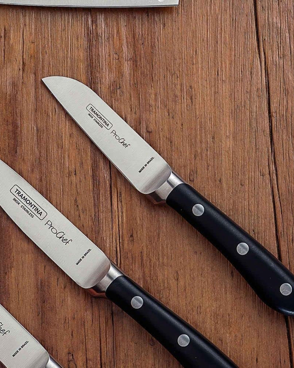 سكين خضراوات وفواكه بروشيف من ترامونتينا برازيل، مقاس 3 بوصات، بشفرة من الفولاذ المقاوم للصدأ ومقبض من البولي كربونات والألياف الزجاجية باللون الأسود