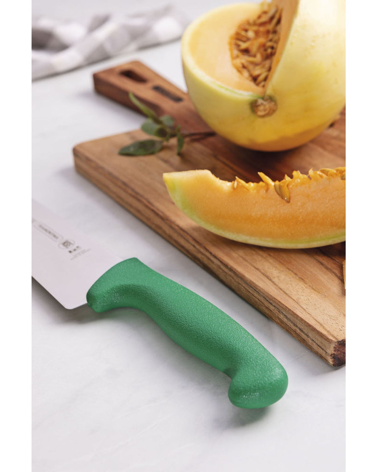 سكين لحوم احترافي من ترامونتينا بشفرة من الفولاذ المقاوم للصدأ ومقبض من البولي بروبيلين الأخضر مقاس 8 بوصات