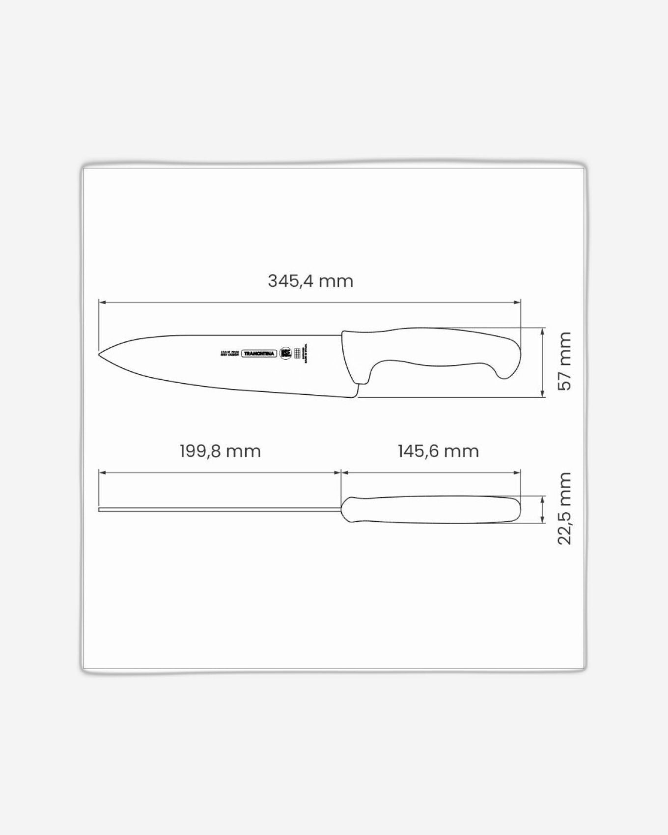 سكين اللحوم الاحترافي من ترامونتينا مقاس 8 بوصات بشفرة من الفولاذ المقاوم للصدأ ومقبض بني من البولي بروبيلين المحكم