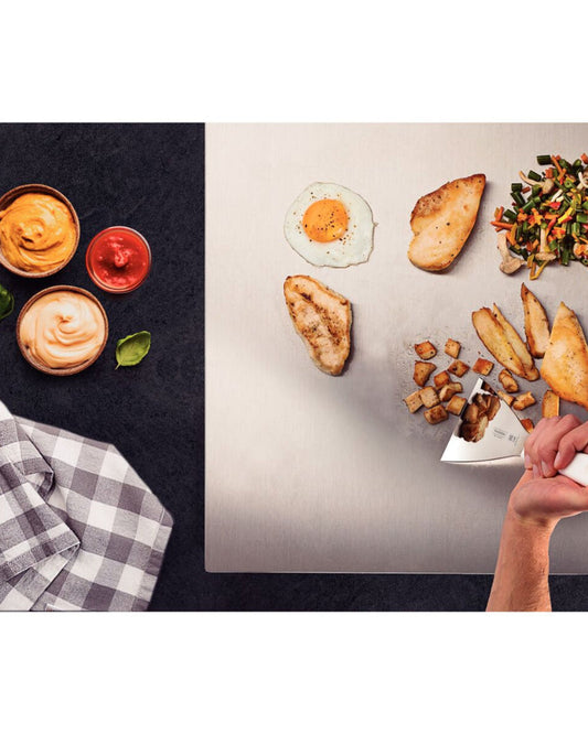 مكشطة ترامونتينا الاحترافية للطاولات بشفرة من الفولاذ المقاوم للصدأ ومقبض من البولي بروبيلين الأبيض 5 × 4 بوصة