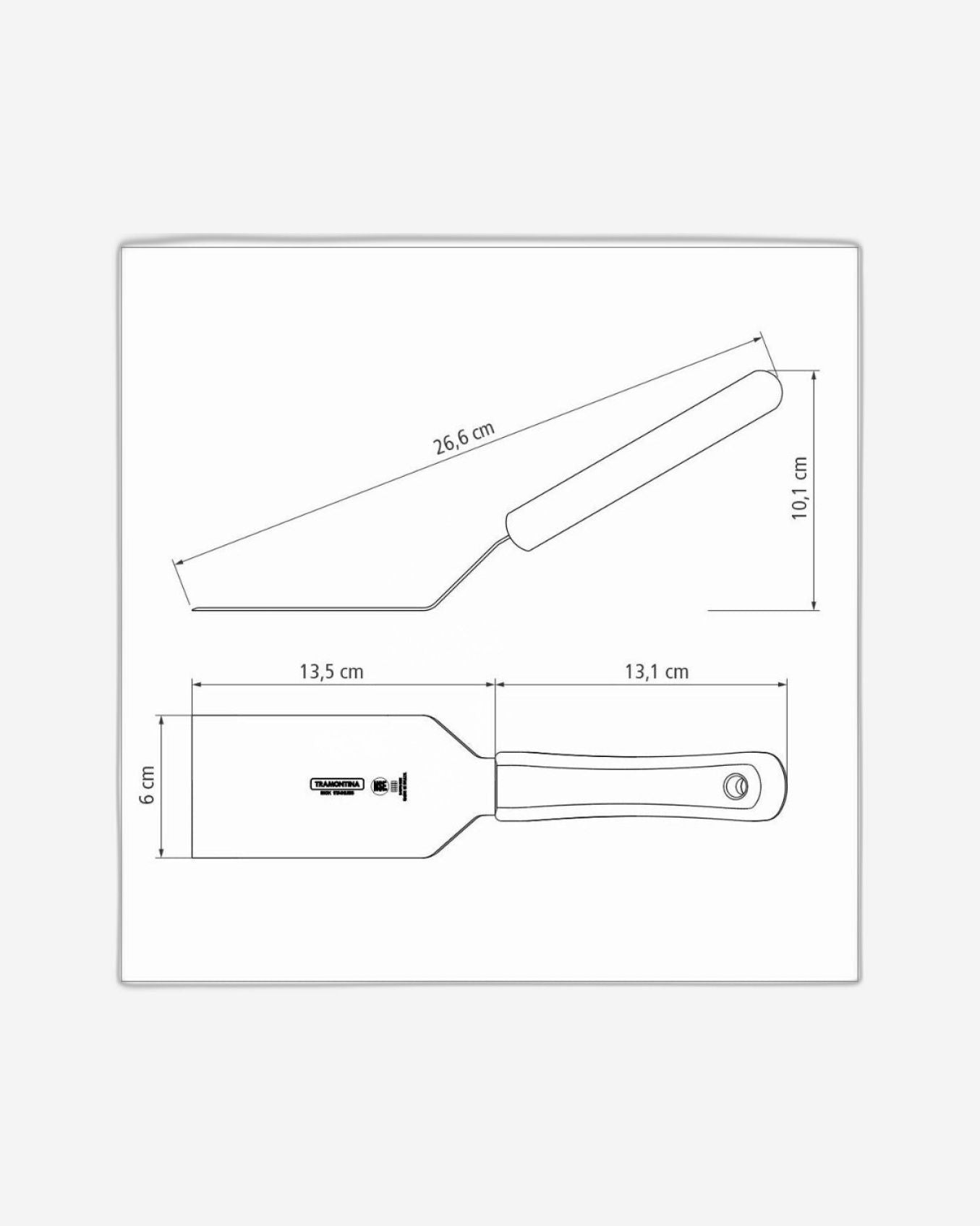 ملعقة قلي احترافية من ترامونتينا بشفرة من الفولاذ المقاوم للصدأ ومقبض من البولي بروبيلين الأبيض، 5 × 2.5 بوصة
