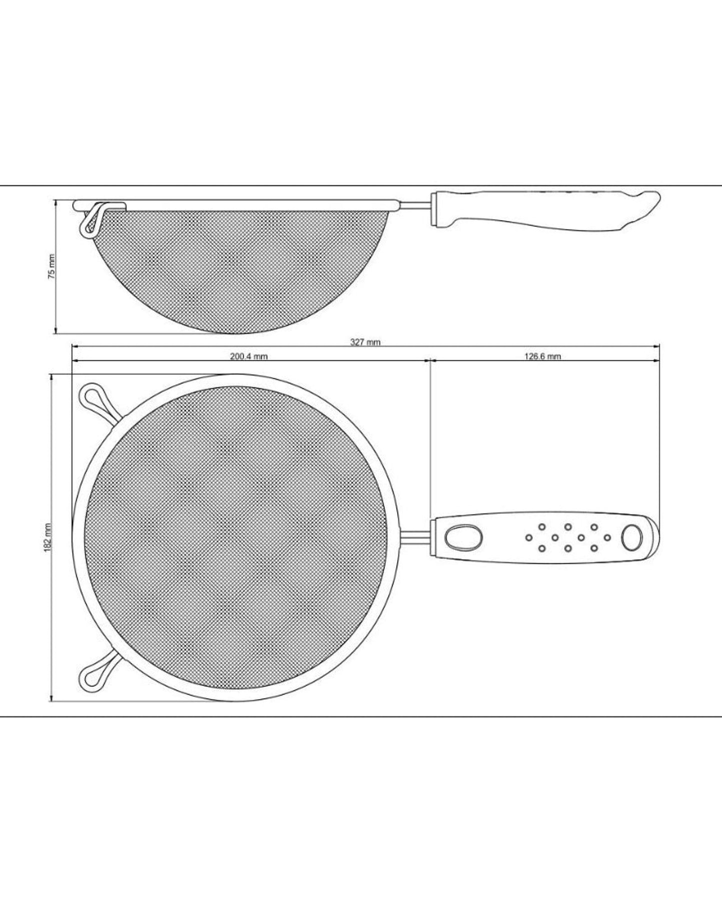 مصفاة ترامونتينا يوتيليتا 17 سم من الفولاذ المقاوم للصدأ بمقبض أسود من البولي بروبيلين