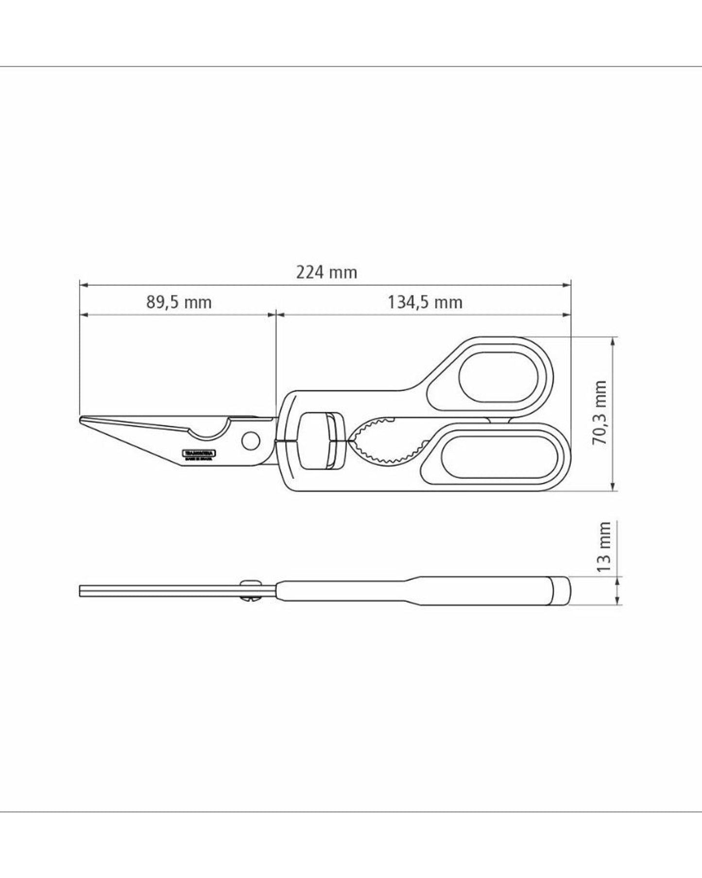 مقص نحت ترامونتينا سوبركورت بشفرات من الفولاذ المقاوم للصدأ ومقبض من البولي بروبيلين بلون العقيق الأسود، 9 بوصات