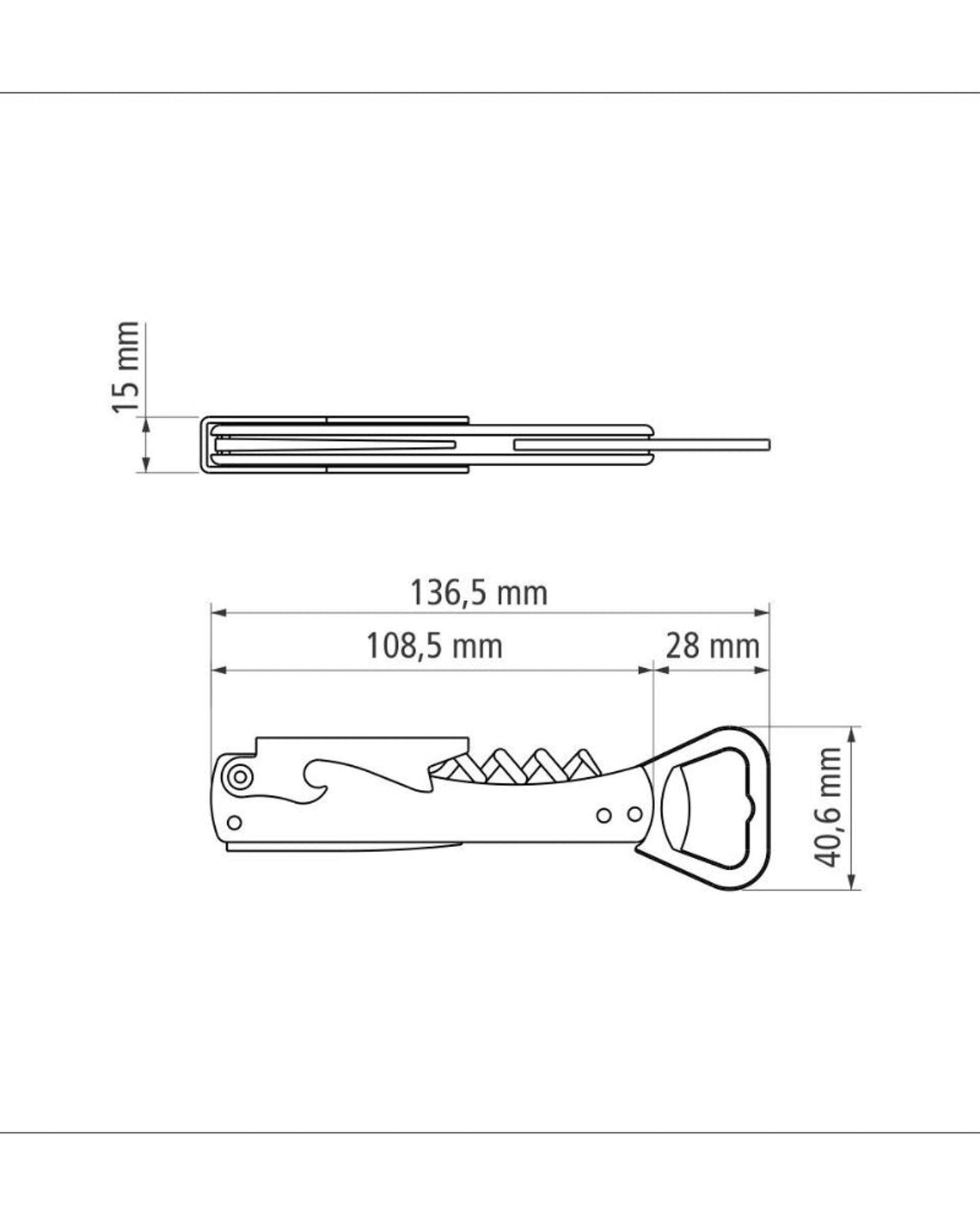 فتاحة زجاجات ترامونتينا هارمونيزا مع مفتاح فلين وسكين جيب بشفرات من الفولاذ المقاوم للصدأ وهيكل من مادة ABS سوداء