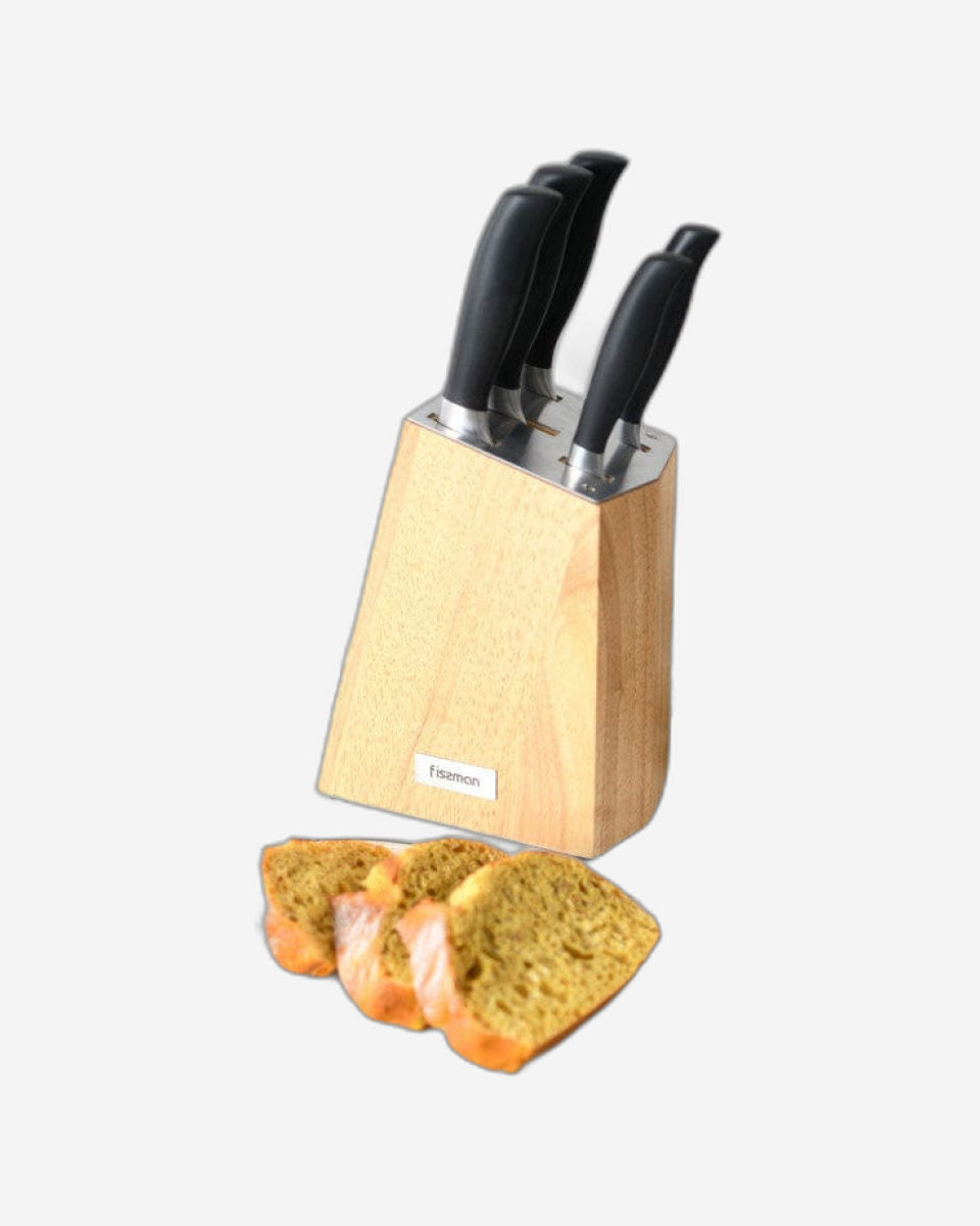 طقم سكاكين فيسمان فوجيكاوا مكون من 6 قطع مع كتلة خشبية (فولاذ 3Cr14)