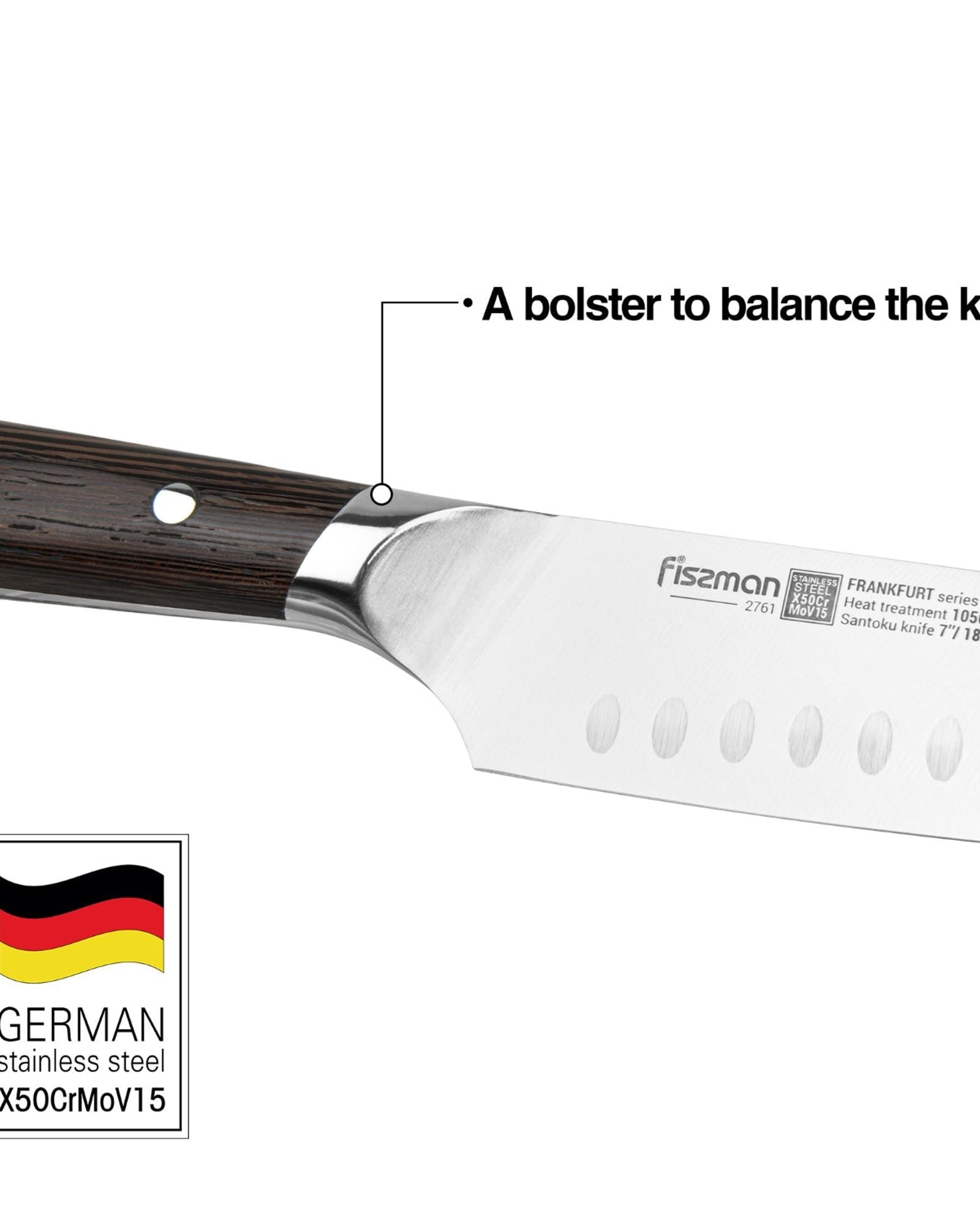 سكين سانتوكو من فيسمان، مقاس 7 بوصات، من فرانك فروت - فولاذ X50Cr15MoV