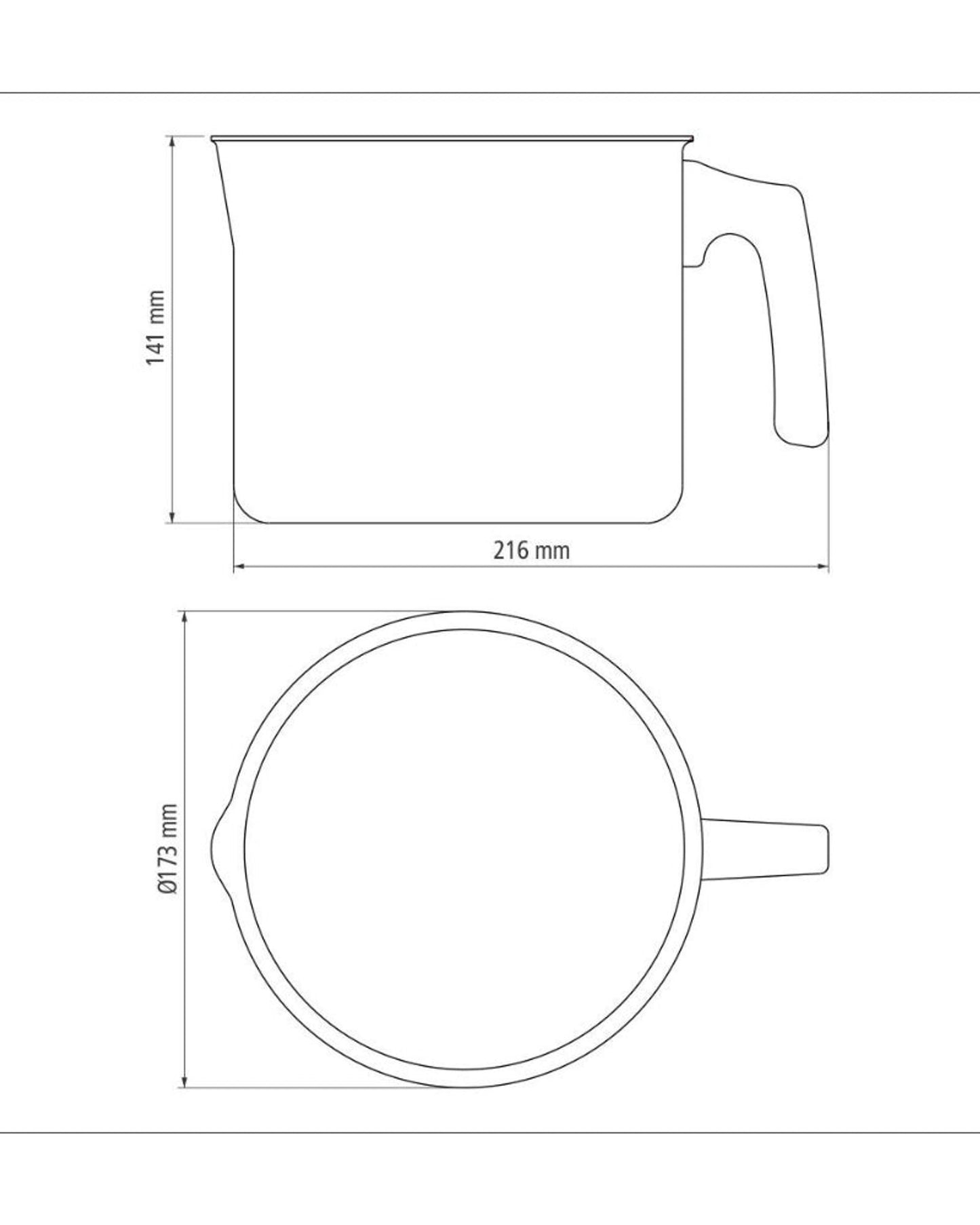 غلاية حليب من الألومنيوم من ترامونتينا باريس مع طلاء ستارفلون ماكس الرصاص الداخلي والخارجي غير اللاصق، 16 سم 2.7 لتر
