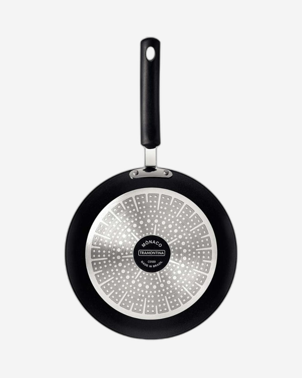 مقلاة ترامونتينا برازيل موناكو إندكشن 28 سم من الألومنيوم الأسود مع طلاء ستارفلون بريميوم غير لاصق داخلي وخارجي خالٍ من حمض بيرفلورو الأوكتانويك (PFOA)