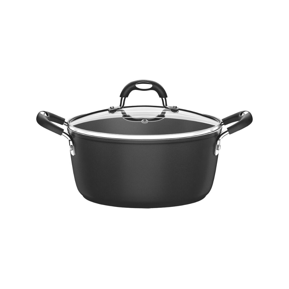 Tramontina Mônaco Induction Aluminum Casserole with Black Interior and Exterior Starflon Premium Nonstick Coating and Glass Lid, 22 cm, 3.5 L