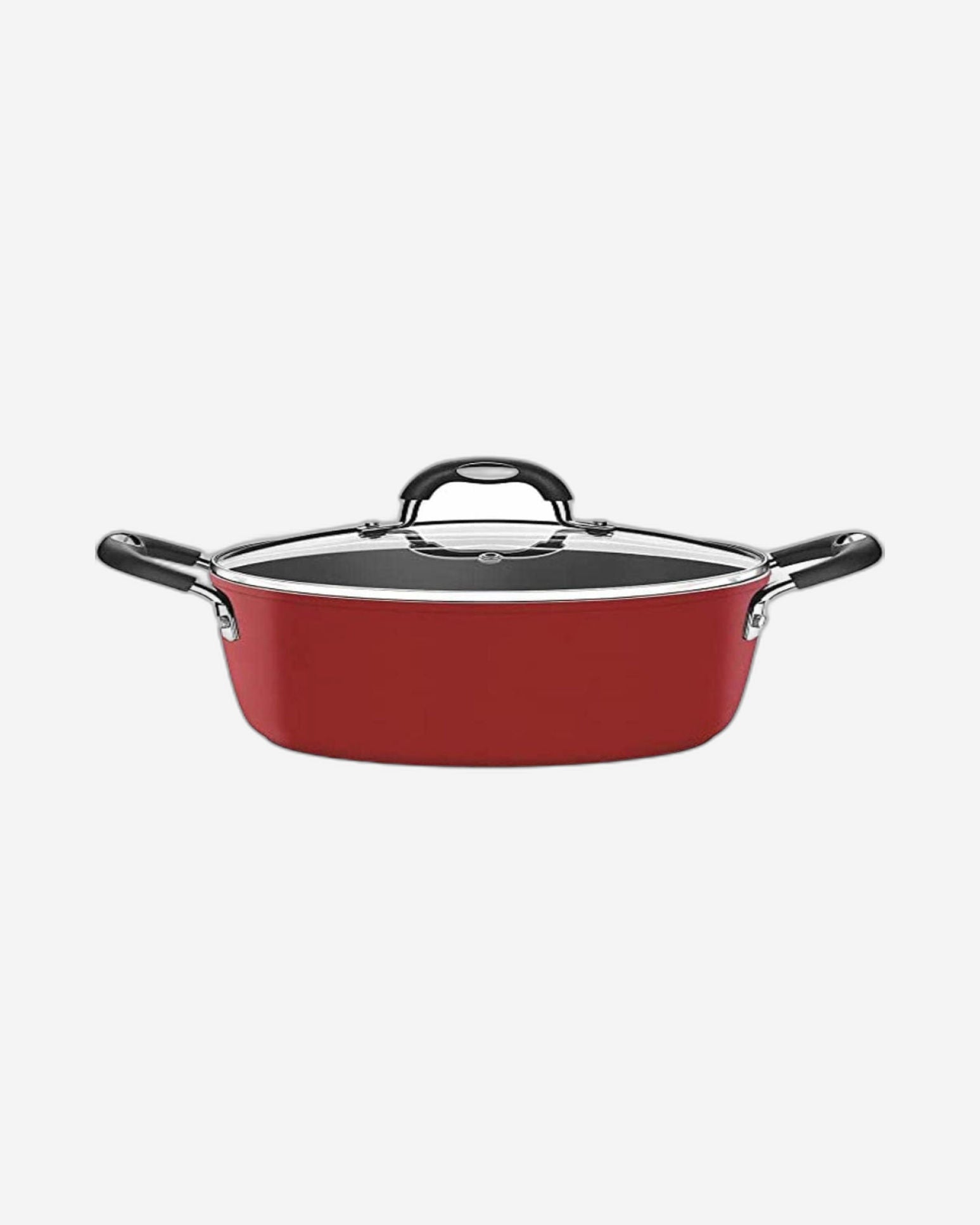 ترامونتينا برازيل موناكو إندكشن 24 سم 4.5 لتر طاجن ألومنيوم مع طلاء ستارفلون بريميوم خالٍ من حمض بيرفلورو الأوكتانويك (PFOA) الداخلي غير اللاصق وطلاء سيليكون أحمر خارجي