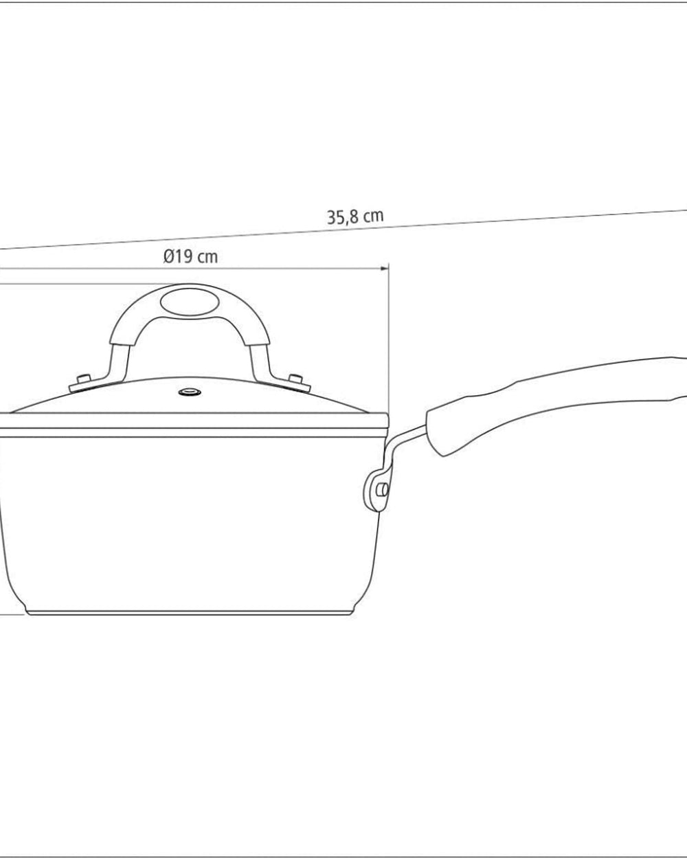 قدر ترامونتينا برازيل موناكو إندكشن 18 سم 2 لتر من الألومنيوم الأسود مع طلاء ستارفلون بريميوم غير لاصق داخلي وخارجي خالٍ من حمض بيرفلورو الأوكتانويك (PFOA)