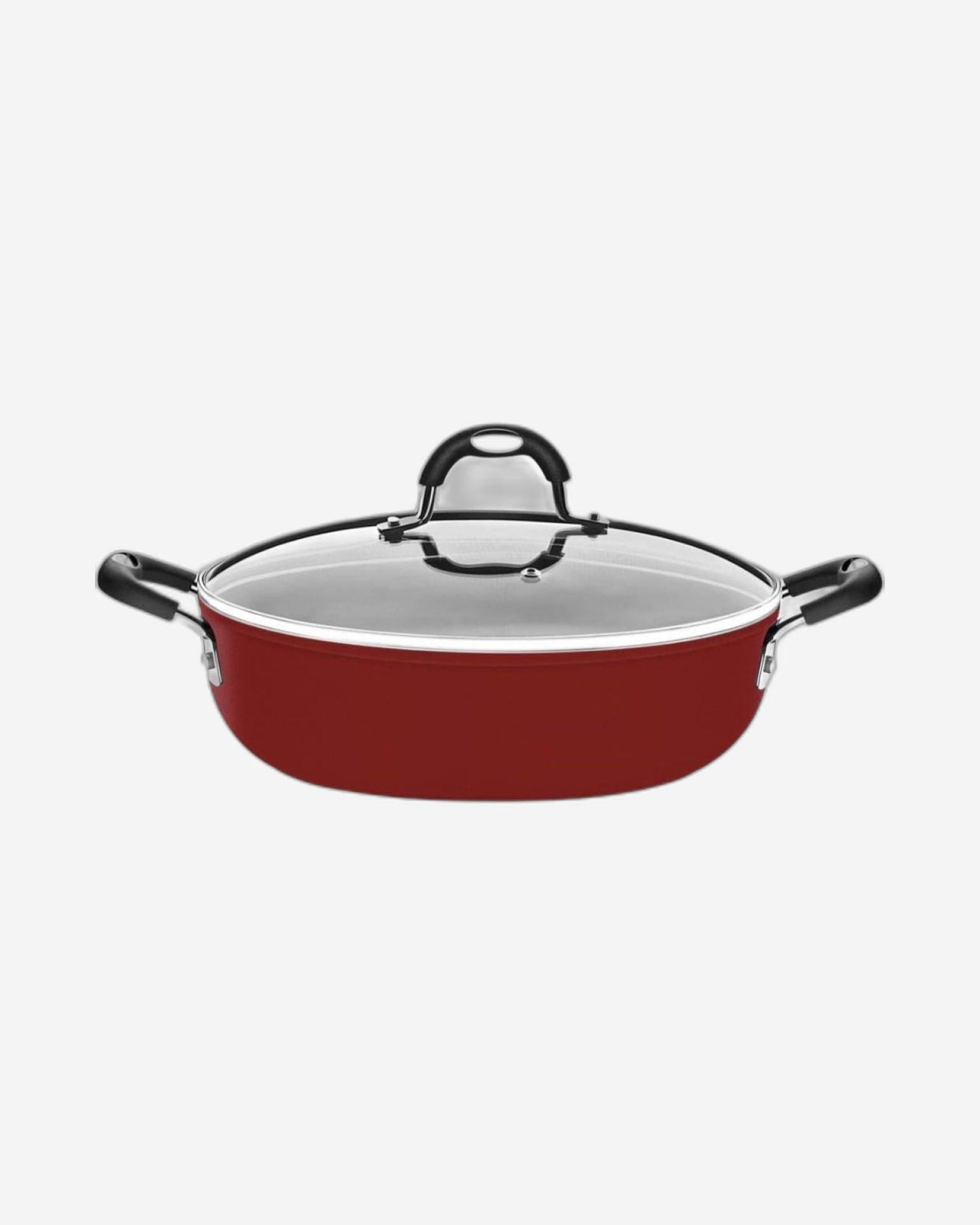 مقلاة ترامونتينا برازيل موناكو إندكشن 28 سم 4.2 لتر من الألومنيوم مع طلاء ستارفلون بريميوم غير لاصق داخلي خالٍ من حمض بيرفلورو الأوكتانويك وطلاء سيليكون أحمر خارجي