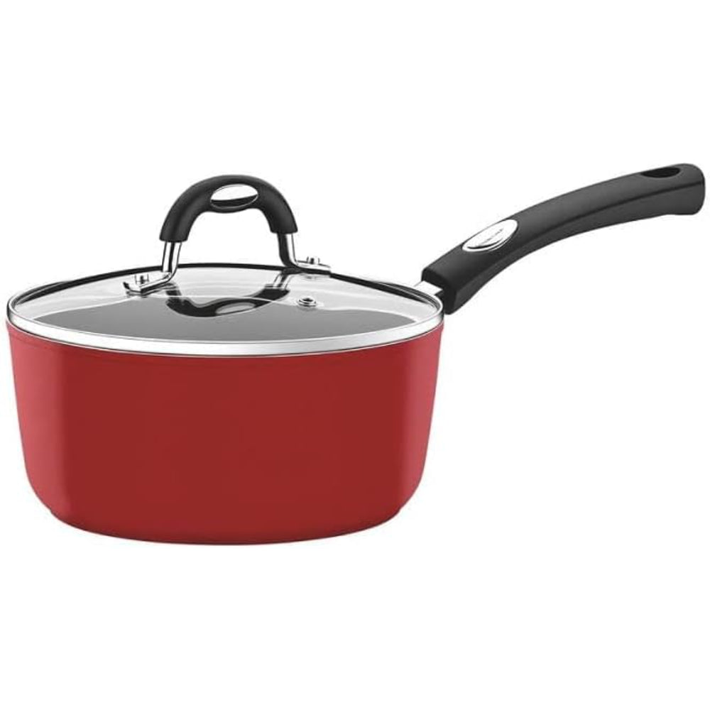 طقم أواني طهي ترامونتينا برازيل موناكو إندكشن من 7 قطع من الألومنيوم الأسود مع طلاء ستارفلون بريميوم غير لاصق خالٍ من حمض بيرفلورو الأوكتانويك (PFOA) من الداخل والخارج