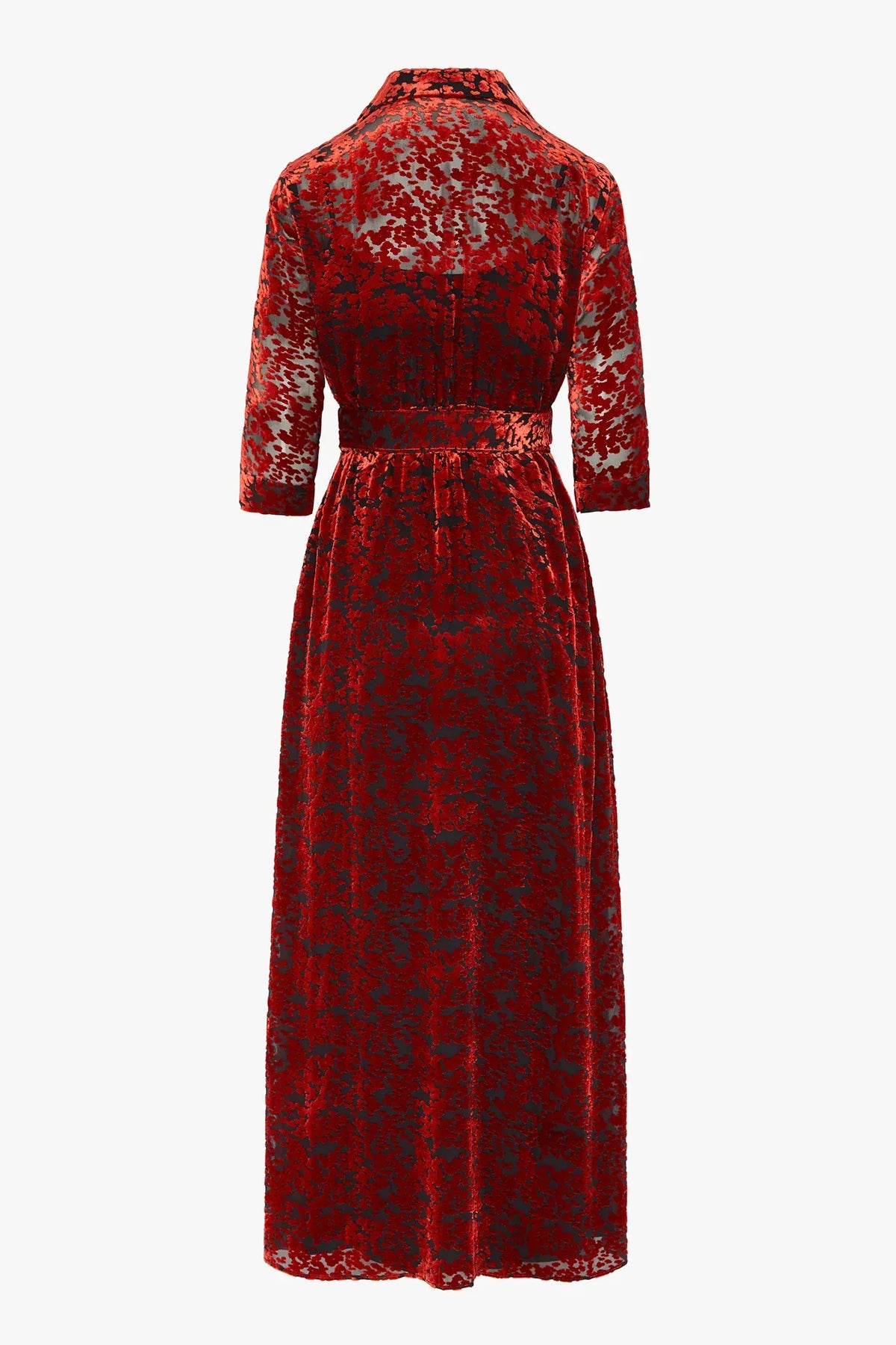 Iris Velvet Devoré Wrap Dress in Red