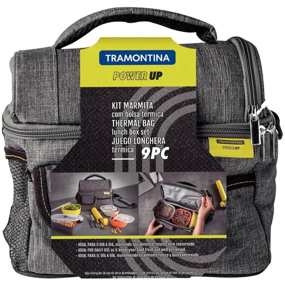 طقم حقيبة غداء حرارية من ترامونتينا برازيل باور أب، 9 قطع