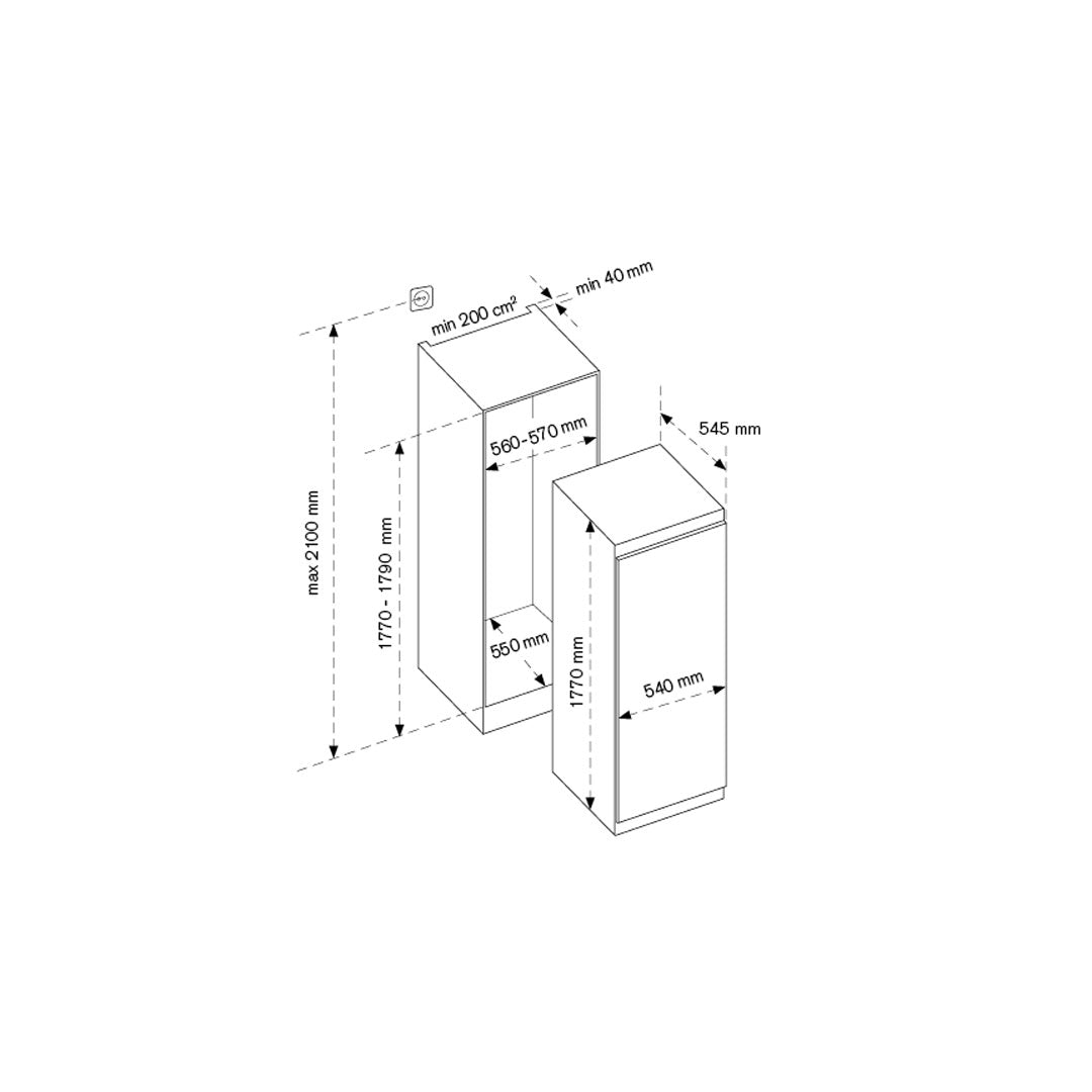 ثلاجة بيرتازوني 60 سم بباب واحد