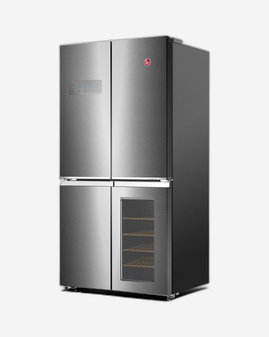 ثلاجة هوفر سيلفر فروست سعة 755 لترًا بباب متقاطع مع مبرد مشروبات وتقنية العاكس - HXD-K755-S