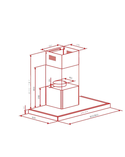 شفاط هوفر المدمج على شكل حرف T مقاس 90 سم